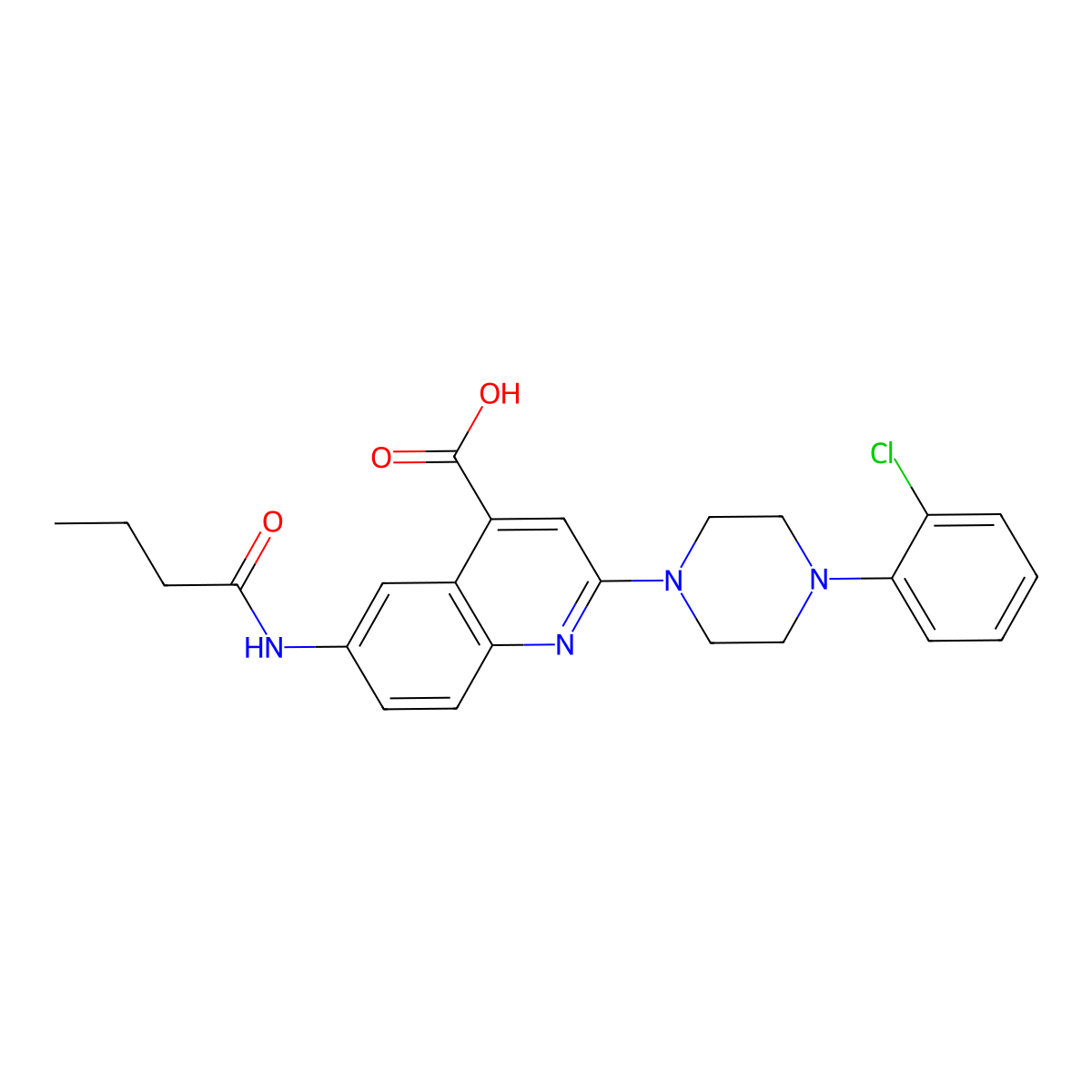 6-(Butyrylamino)-2-[4-(2-chlorophenyl)piperazin-1-yl]quinoline-4-carboxylic acid molecular structure, CAS 1216952-11-2