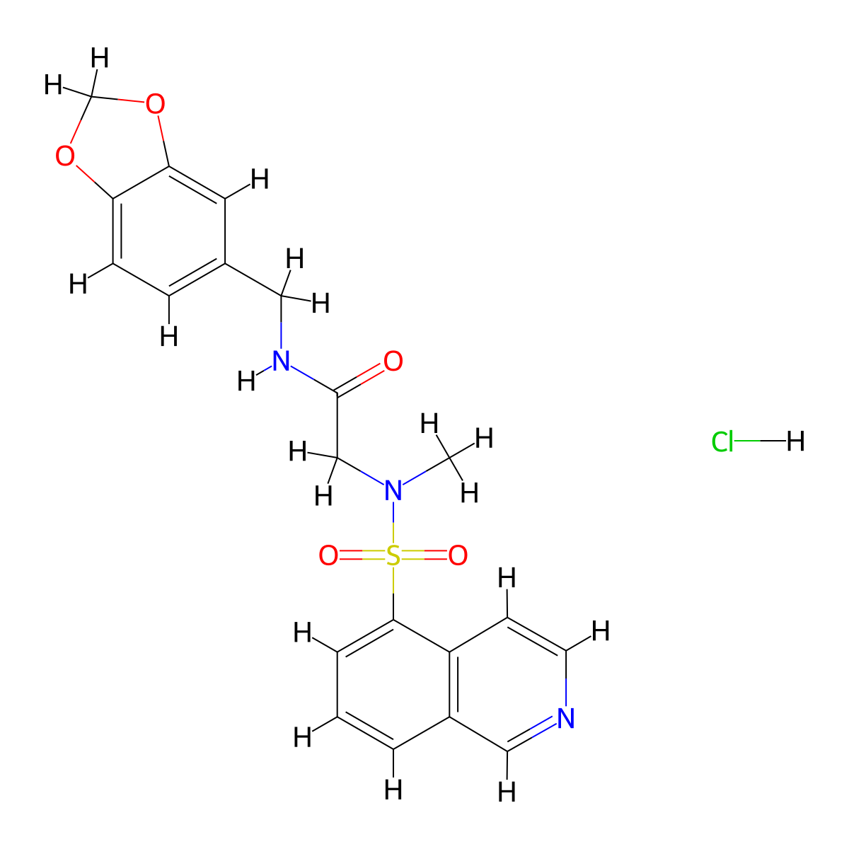 N-(benzo[d][1,3]dioxol-5-ylmethyl)-2-(N-methylisoquinoline-5-sulfonamido)acetamide hydrochloride molecular structure, CAS 1216953-63-7