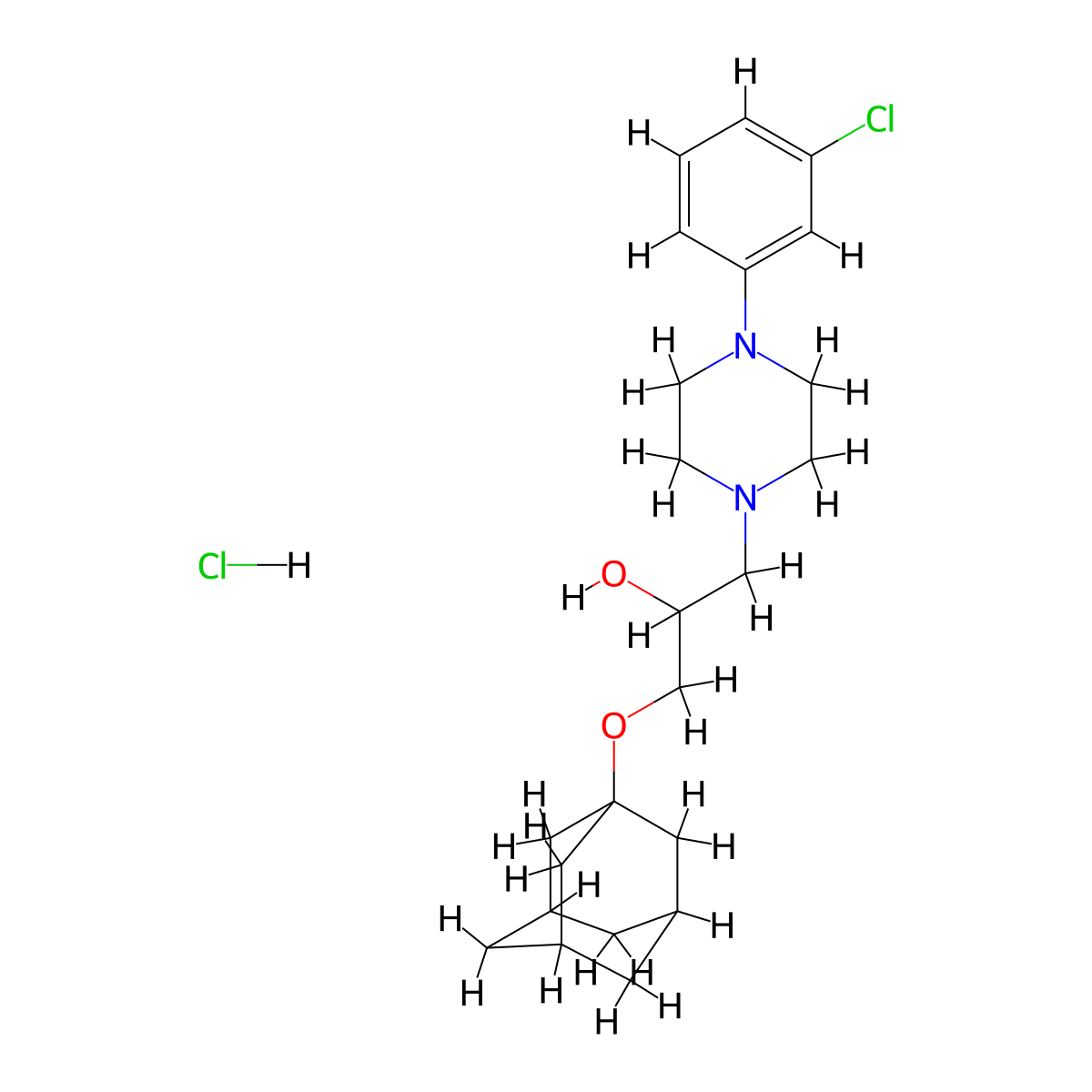 1-(Adamantan-1-yloxy)-3-[4-(3-chlorophenyl)piperazin-1-yl]propan-2-ol hydrochloride molecular structure, CAS 1216954-00-5