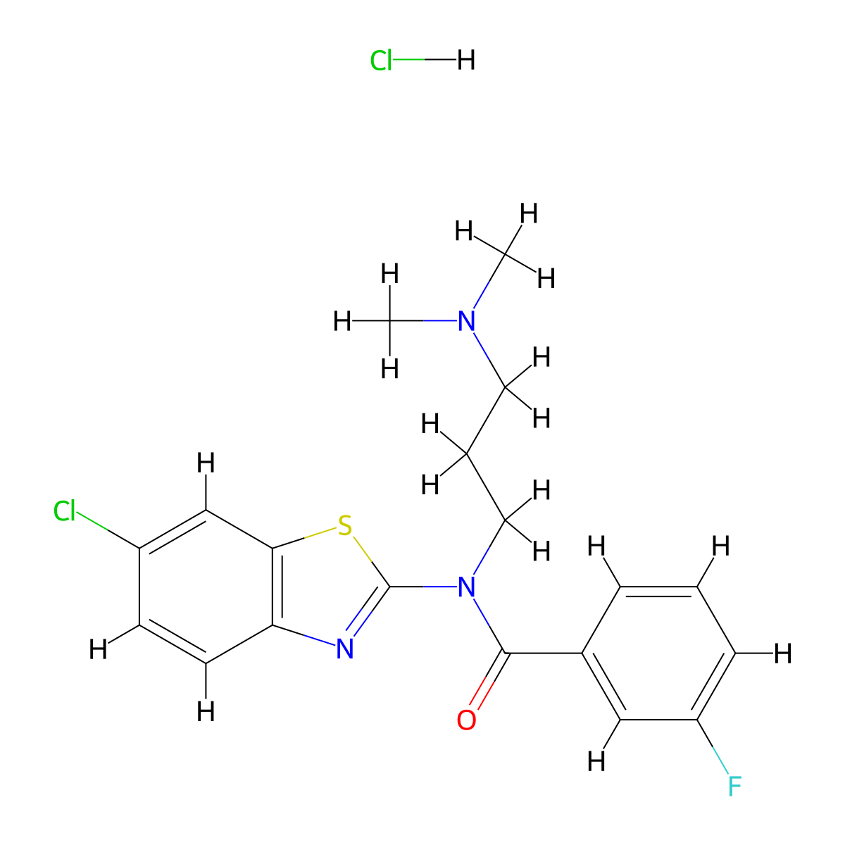 N-(6-chlorobenzo[d]thiazol-2-yl)-N-(3-(dimethylamino)propyl)-3-fluorobenzamide hydrochloride molecular structure, CAS 1216954-01-6