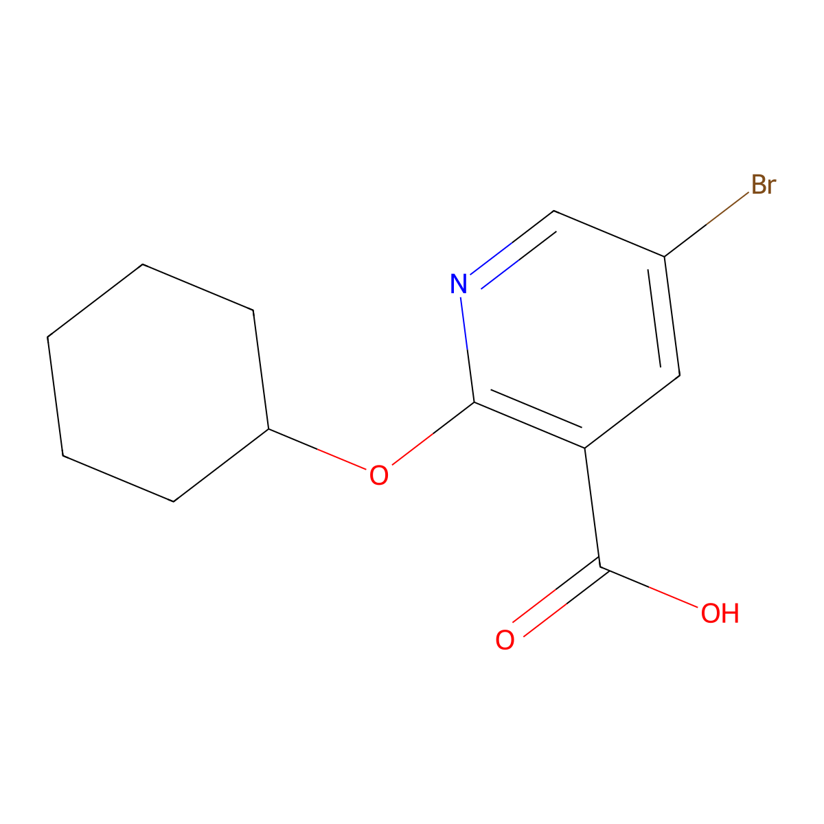 5-Bromo-2-(cyclohexyloxy)nicotinic acid molecular structure, CAS 1216955-51-9