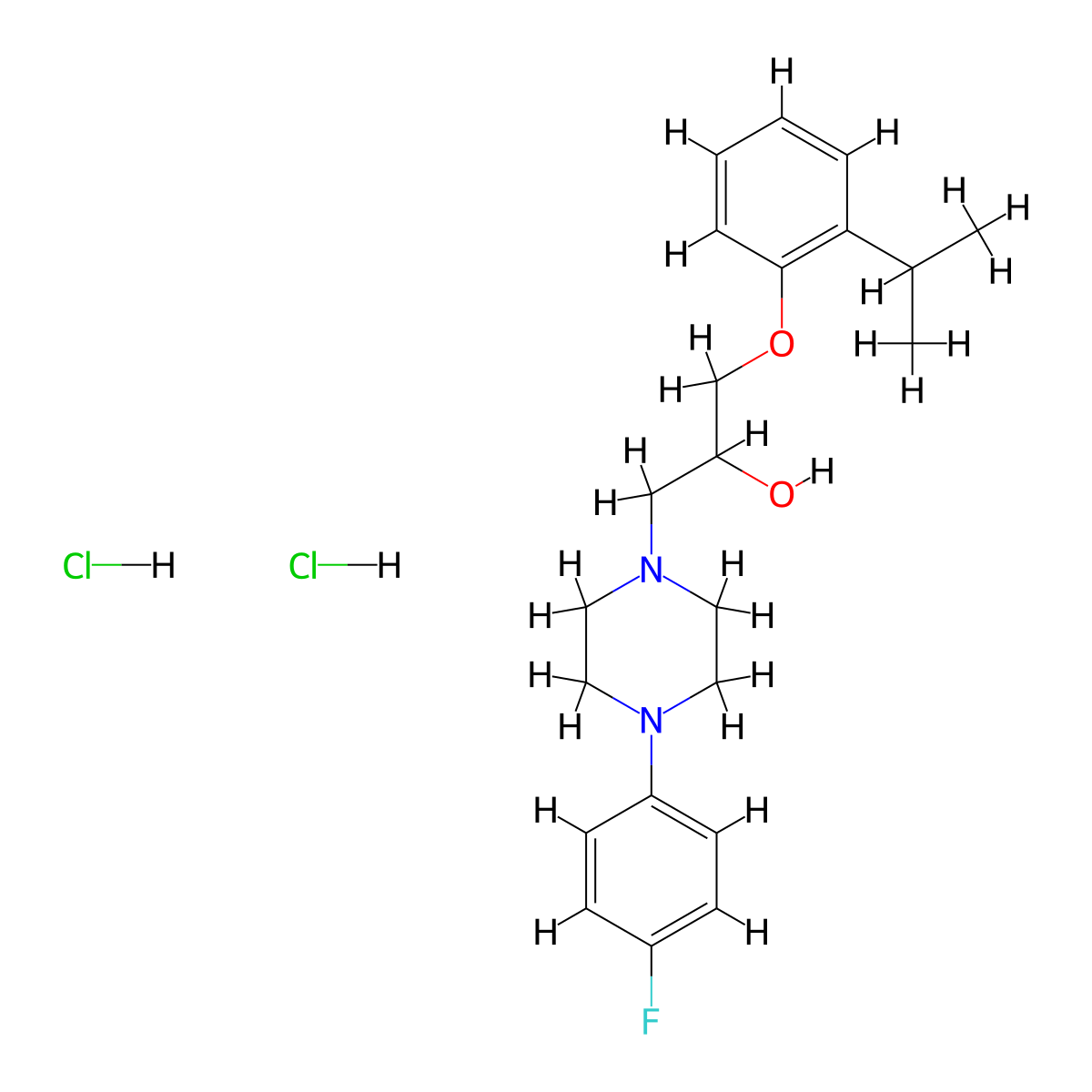 1-(4-(4-Fluorophenyl)piperazin-1-yl)-3-(2-isopropylphenoxy)propan-2-ol dihydrochloride molecular structure, CAS 1216955-56-4