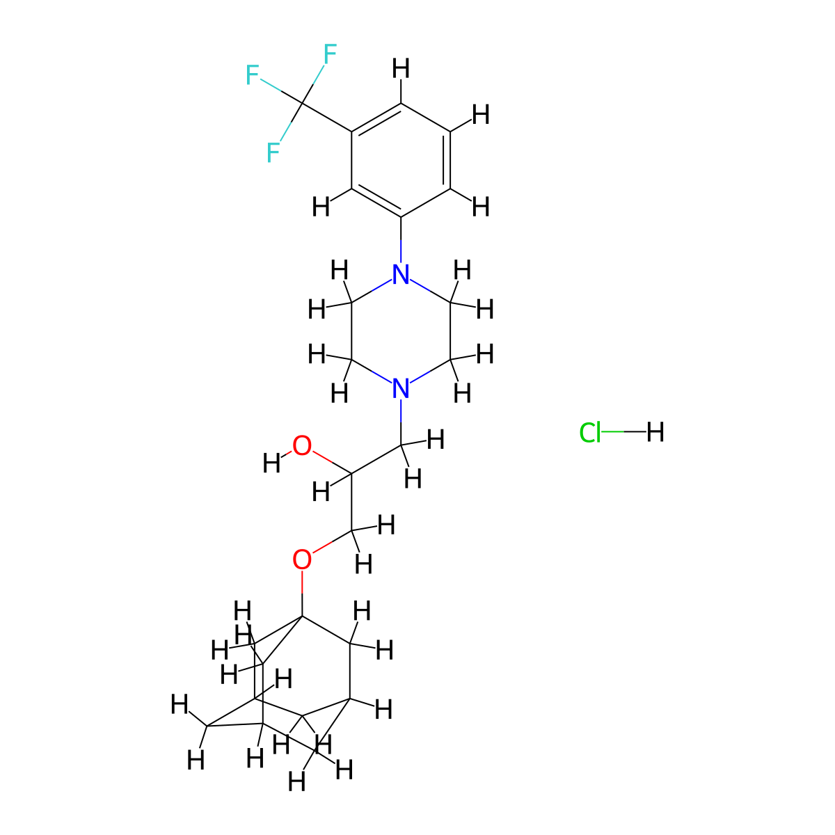 1-(Adamantan-1-yloxy)-3-{4-[3-(trifluoromethyl)phenyl]piperazin-1-yl}propan-2-ol hydrochloride molecular structure, CAS 1216956-06-7
