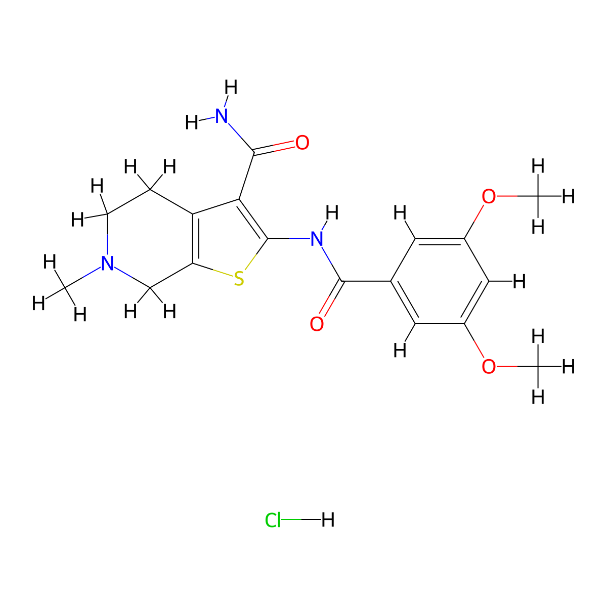 2-(3,5-Dimethoxybenzamido)-6-methyl-4,5,6,7-tetrahydrothieno[2,3-c]pyridine-3-carboxamide hydrochloride molecular structure, CAS 1216957-02-6