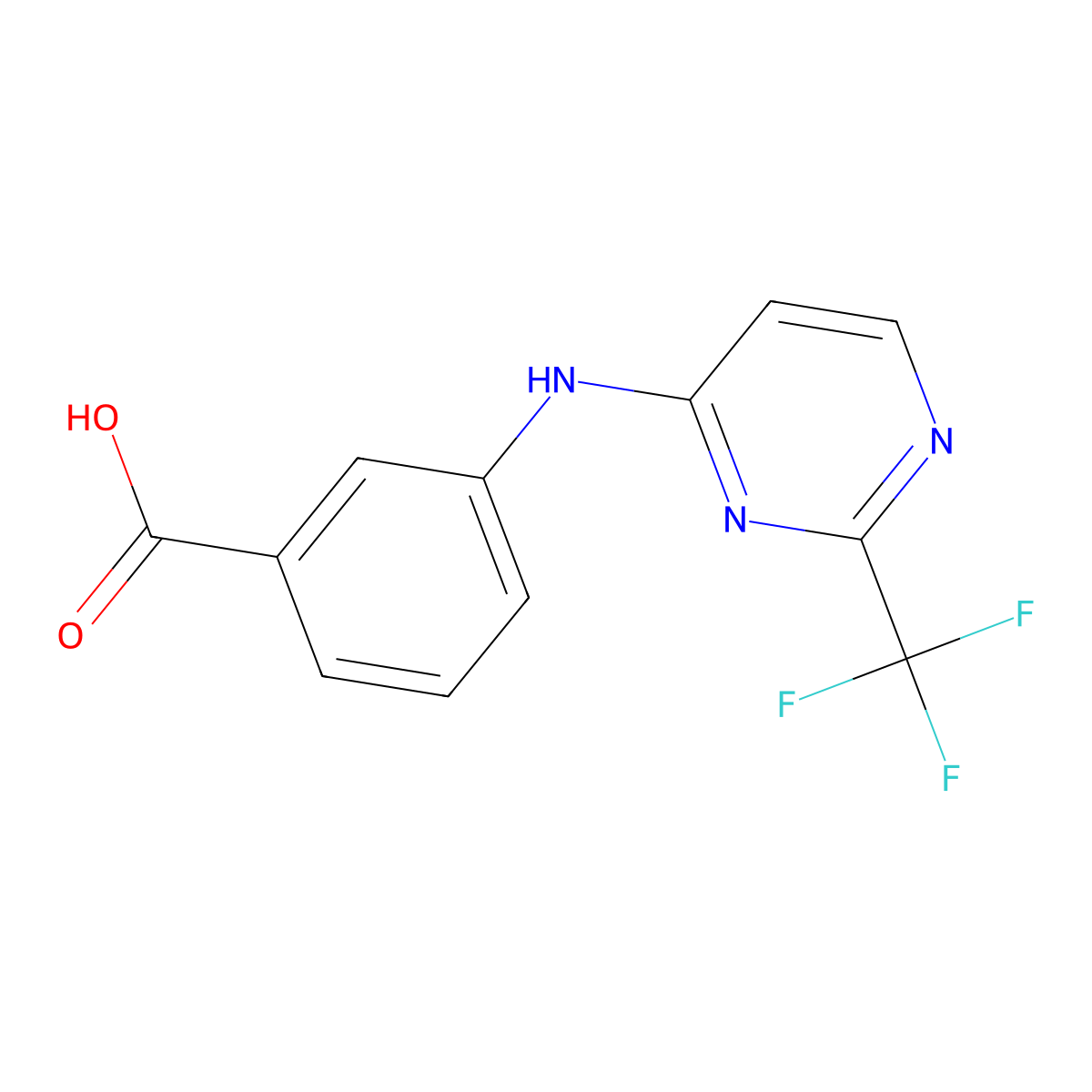3-{[2-(Trifluoromethyl)pyrimidin-4-yl]amino}benzoic acid molecular structure, CAS 1216958-06-3