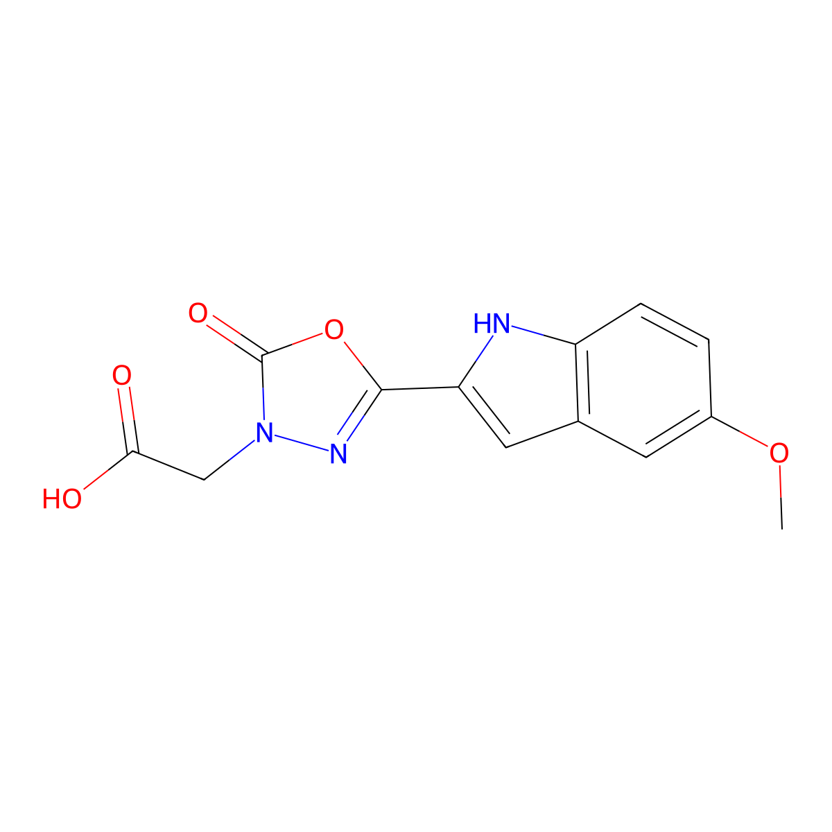 [5-(5-Methoxy-1H-indol-2-yl)-2-oxo-1,3,4-oxadiazol-3(2H)-yl]acetic acid molecular structure, CAS 1216958-14-3