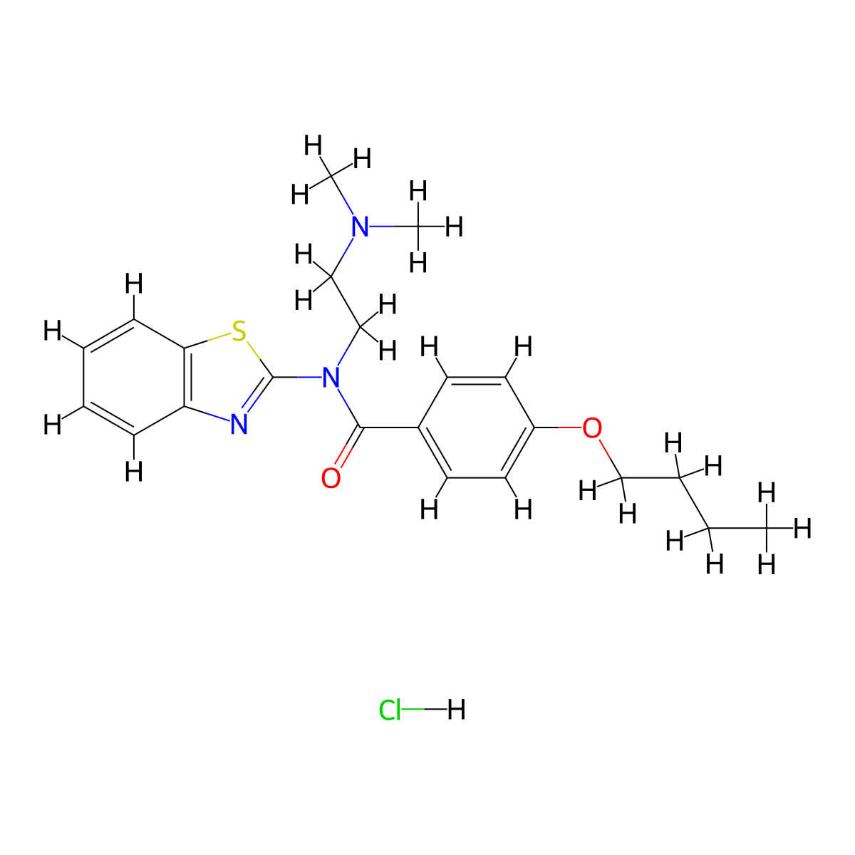 N-(benzo[d]thiazol-2-yl)-4-butoxy-N-(2-(dimethylamino)ethyl)benzamide hydrochloride molecular structure, CAS 1216958-16-5