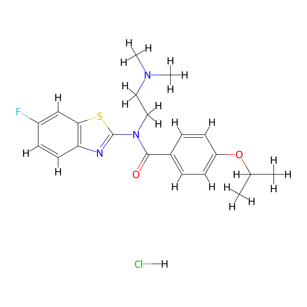 N-(2-(dimethylamino)ethyl)-N-(6-fluorobenzo[d]thiazol-2-yl)-4-isopropoxybenzamide hydrochloride molecular structure, CAS 1216958-67-6