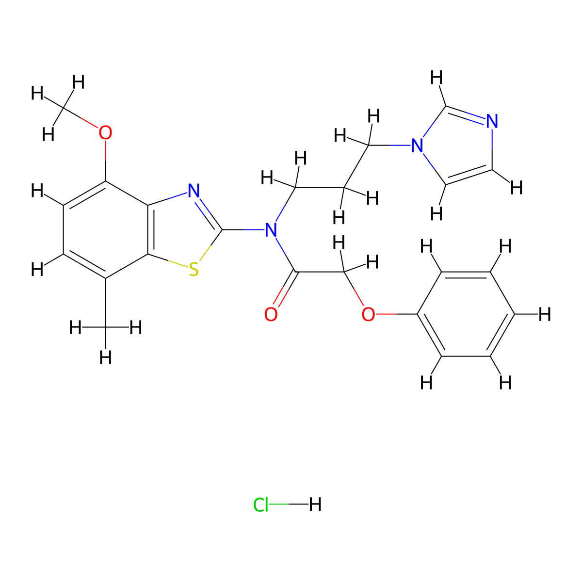 N-(3-(1H-imidazol-1-yl)propyl)-N-(4-methoxy-7-methylbenzo[d]thiazol-2-yl)-2-phenoxyacetamide hydrochloride molecular structure, CAS 1216958-69-8