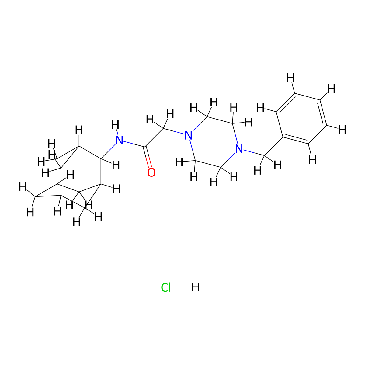 N-((1r,3r,5r,7r)-adamantan-2-yl)-2-(4-benzylpiperazin-1-yl)acetamide hydrochloride molecular structure, CAS 1216958-82-5