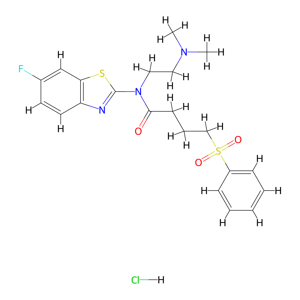 N-(2-(dimethylamino)ethyl)-N-(6-fluorobenzo[d]thiazol-2-yl)-4-(phenylsulfonyl)butanamide hydrochloride molecular structure, CAS 1216959-63-5
