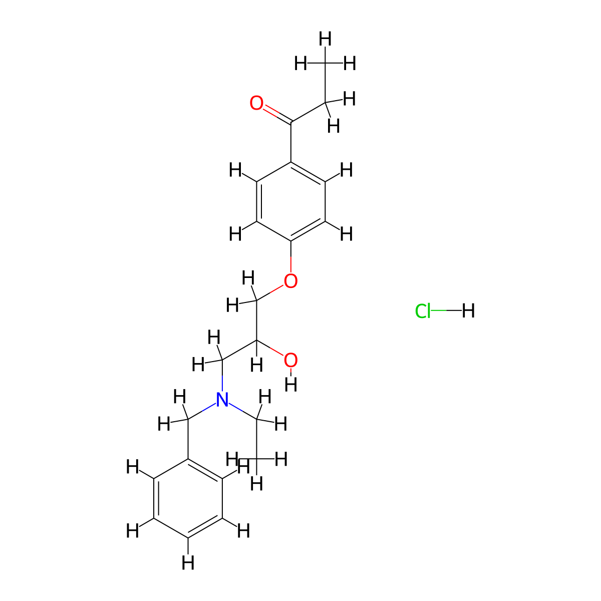 1-(4-{3-[Benzyl(ethyl)amino]-2-hydroxypropoxy}phenyl)propan-1-one hydrochloride molecular structure, CAS 1216960-10-9