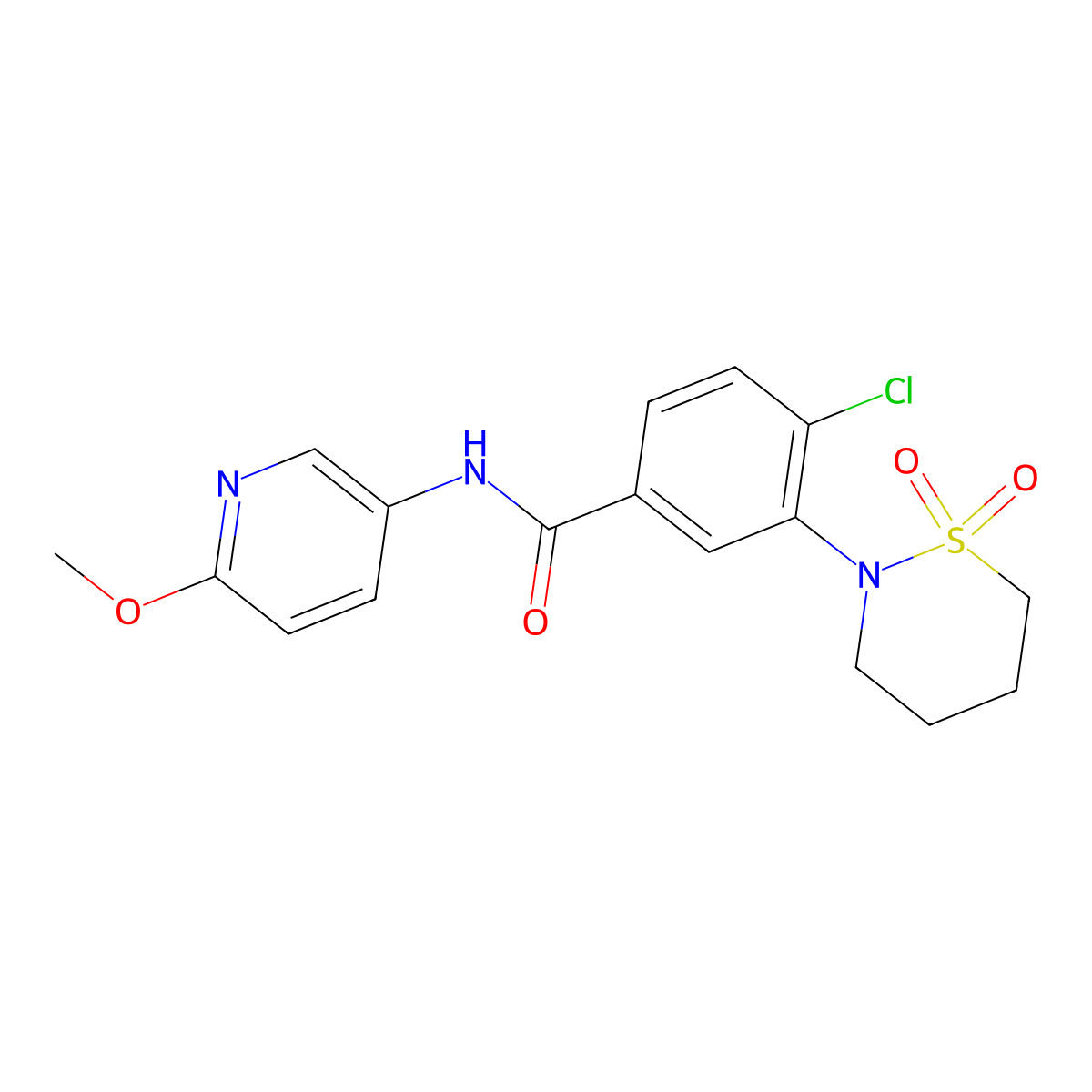 4-chloro-3-(1,1-dioxido-1,2-thiazinan-2-yl)-N-(6-methoxypyridin-3-yl)benzamide molecular structure, CAS 1216960-54-1