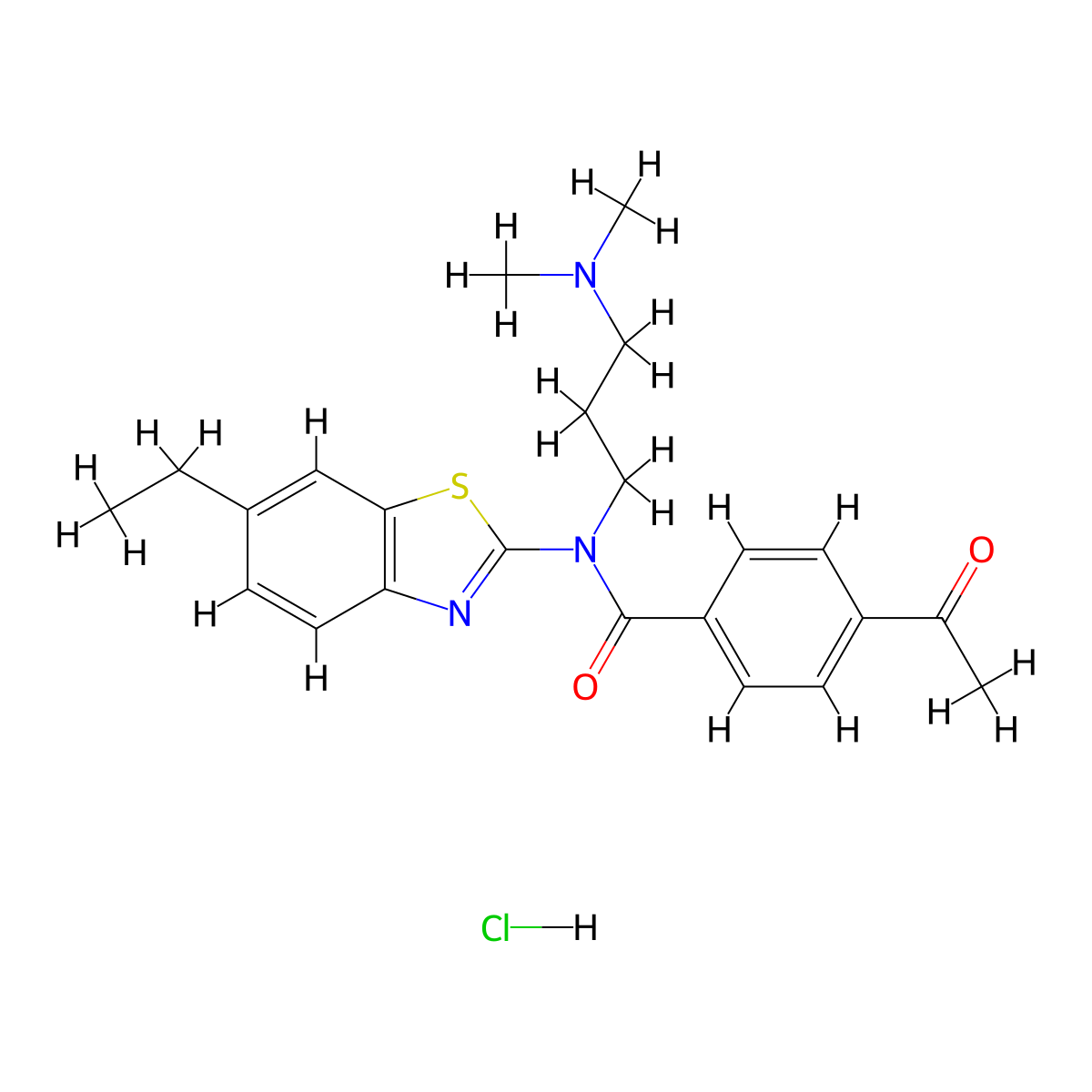 4-acetyl-N-(3-(dimethylamino)propyl)-N-(6-ethylbenzo[d]thiazol-2-yl)benzamide hydrochloride molecular structure, CAS 1216963-95-9