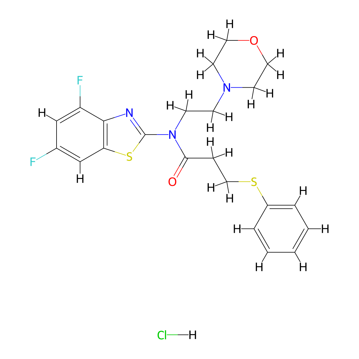 N-(4,6-difluorobenzo[d]thiazol-2-yl)-N-(2-morpholinoethyl)-3-(phenylthio)propanamide hydrochloride molecular structure, CAS 1216964-48-5