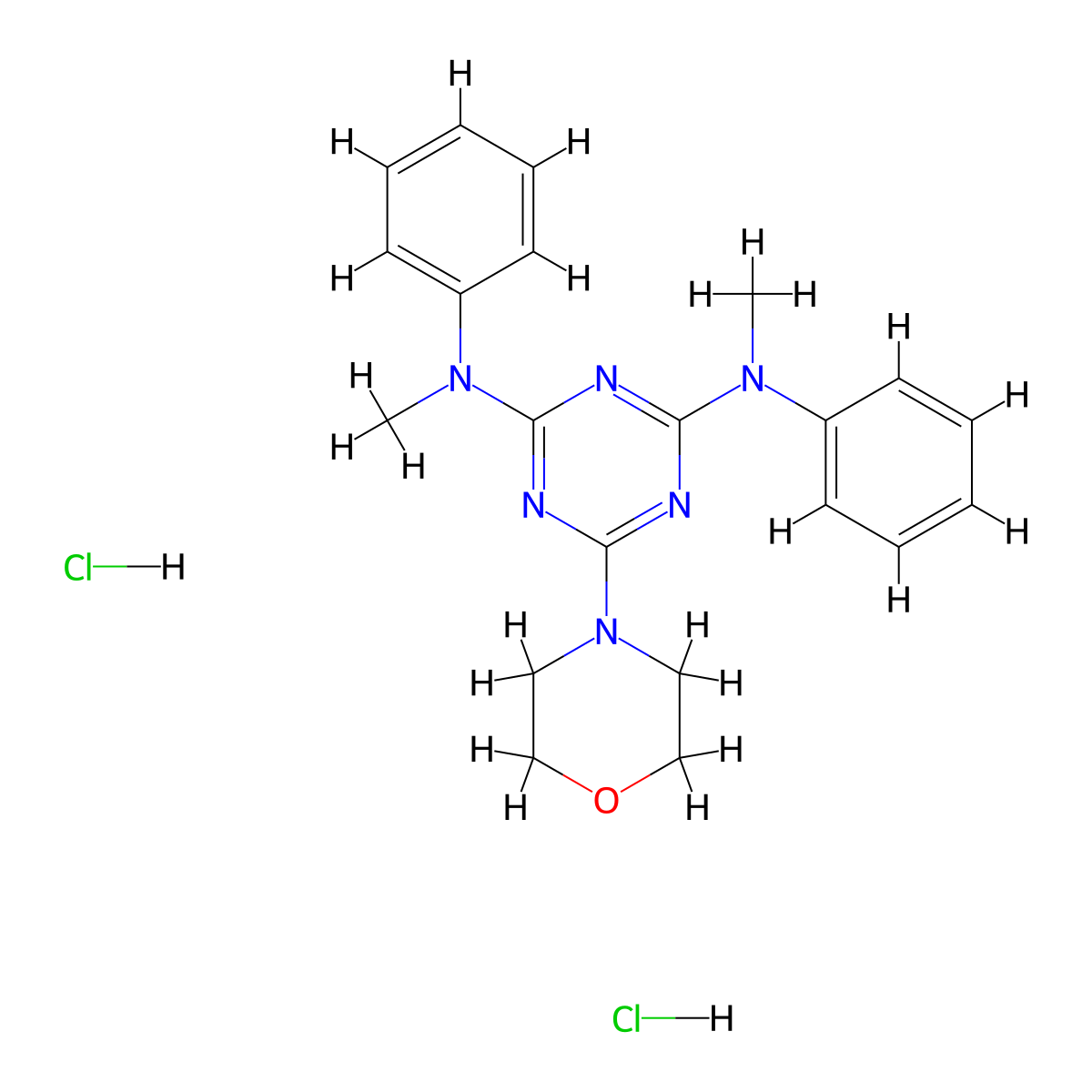 N2,N4-dimethyl-6-morpholino-N2,N4-diphenyl-1,3,5-triazine-2,4-diamine dihydrochloride molecular structure, CAS 1216964-64-5