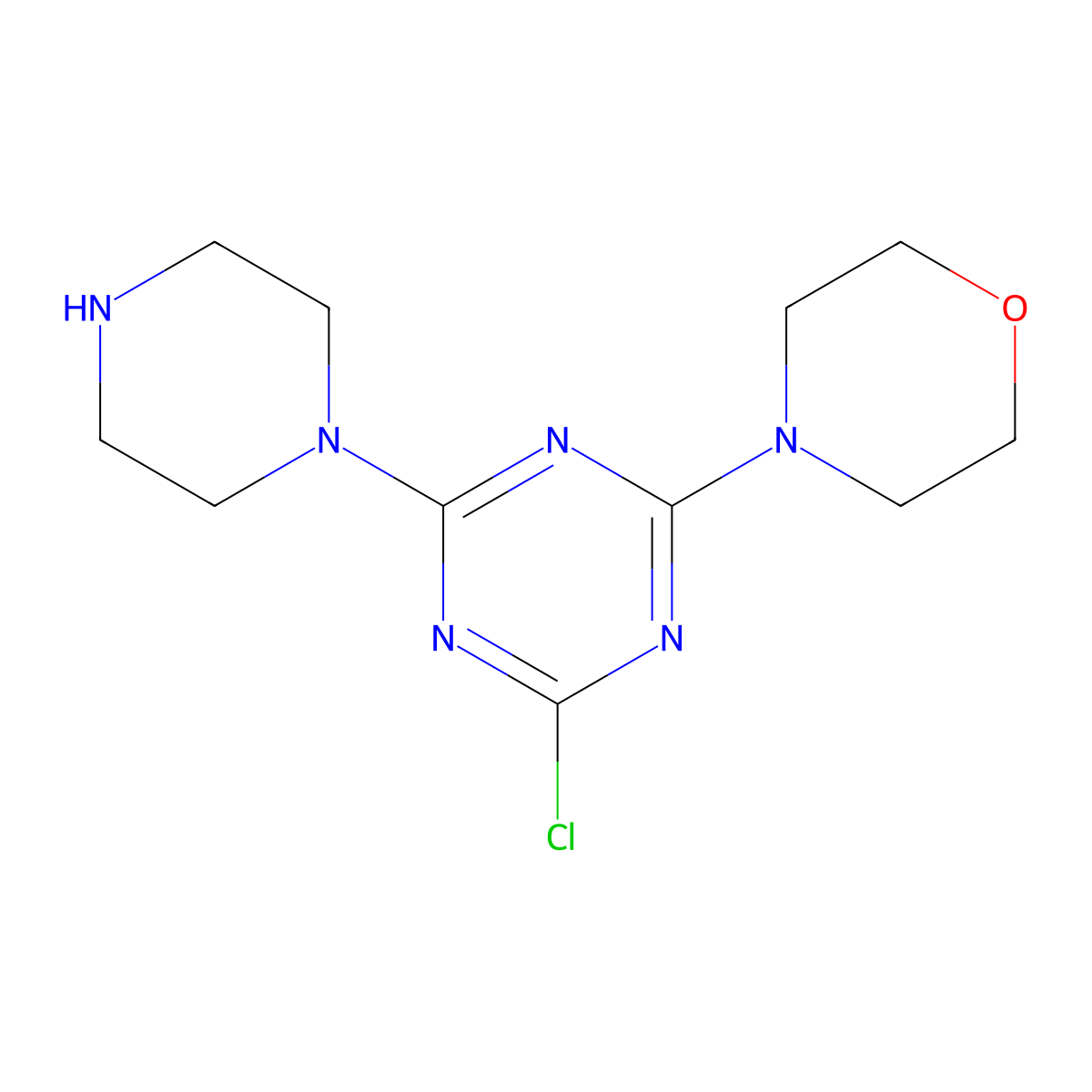 2-Chloro-4-(morpholin-4-yl)-6-(piperazin-1-yl)-1,3,5-triazine molecular structure, CAS 1216965-18-2