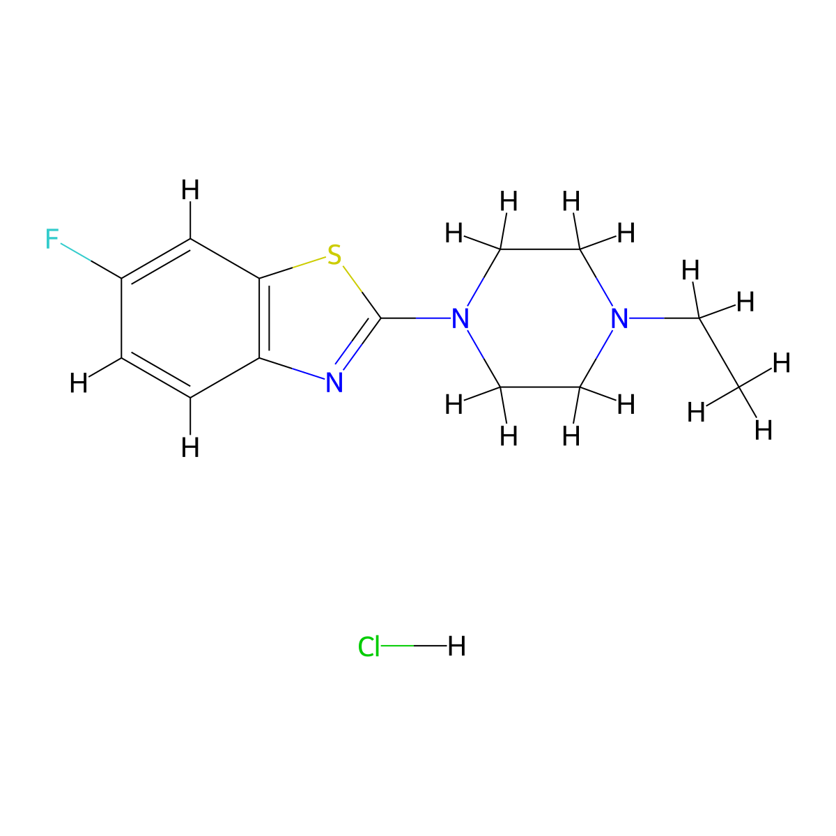 2-(4-Ethylpiperazin-1-yl)-6-fluorobenzo[d]thiazole hydrochloride molecular structure, CAS 1216965-35-3