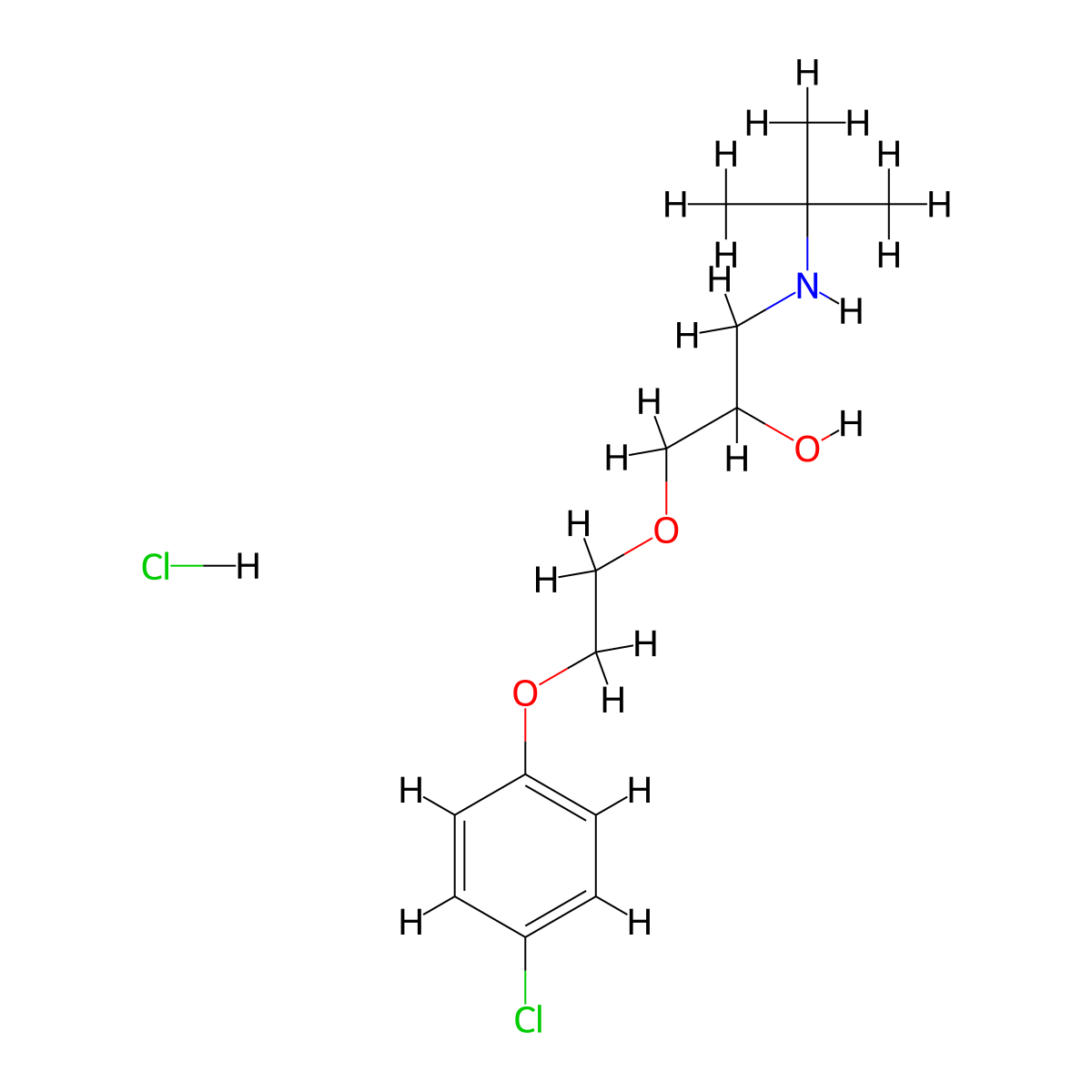 Tert-butyl({3-[2-(4-chlorophenoxy)ethoxy]-2-hydroxypropyl})amine hydrochloride molecular structure, CAS 1216965-92-2