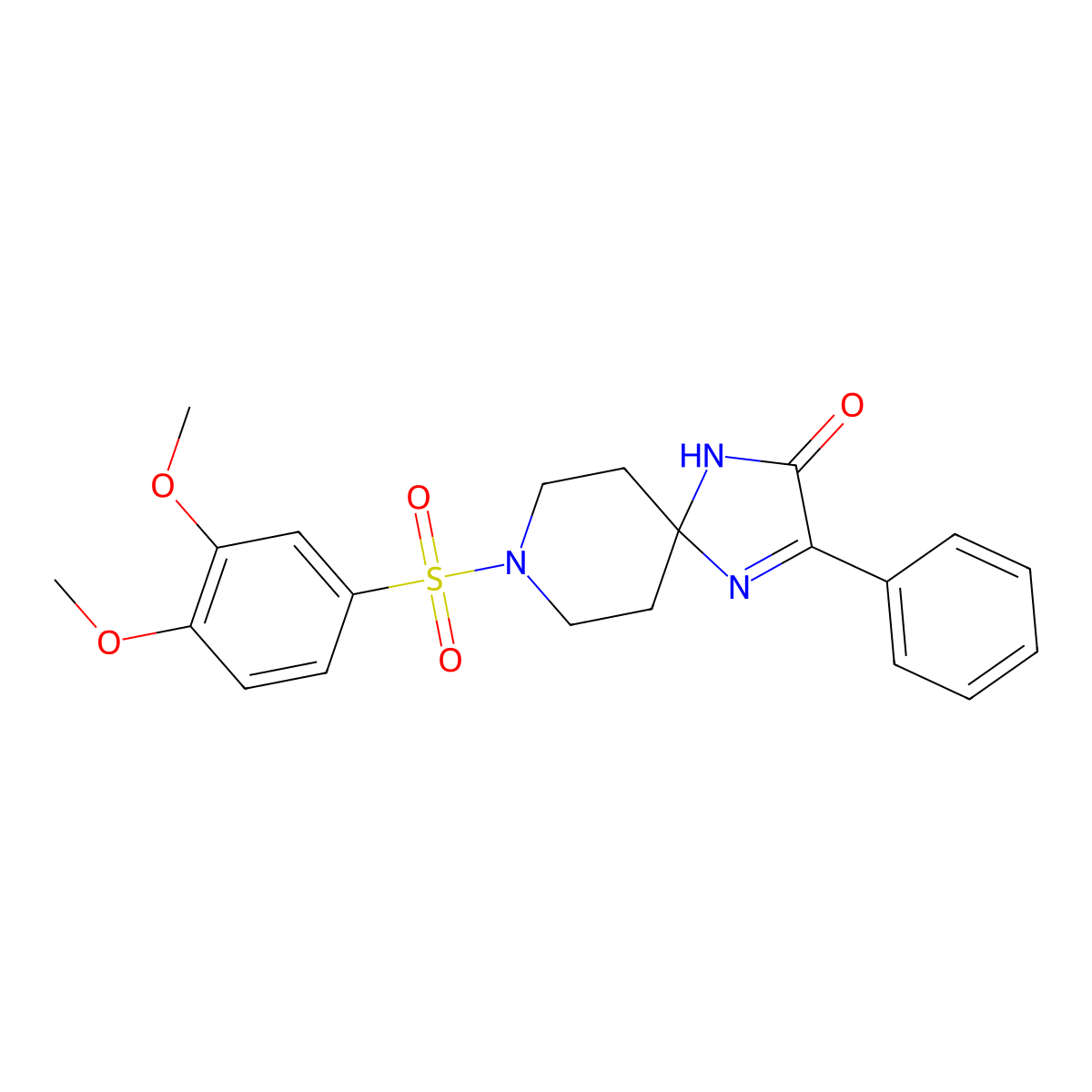 8-(3,4-Dimethoxybenzenesulfonyl)-3-phenyl-1,4,8-triazaspiro[4.5]dec-3-en-2-one molecular structure, CAS 1216966-51-6
