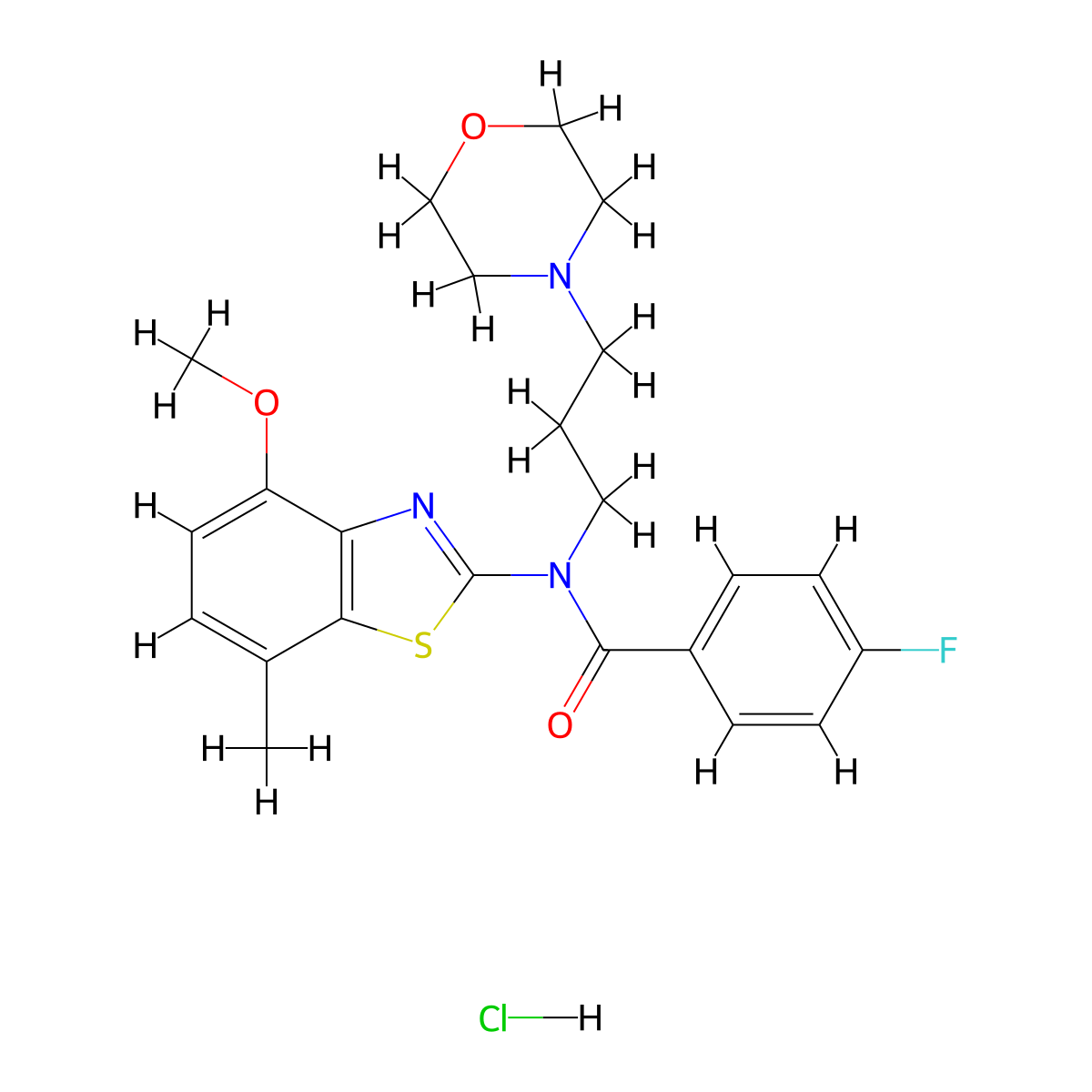 4-fluoro-N-(4-methoxy-7-methylbenzo[d]thiazol-2-yl)-N-(3-morpholinopropyl)benzamide hydrochloride molecular structure, CAS 1216967-16-6