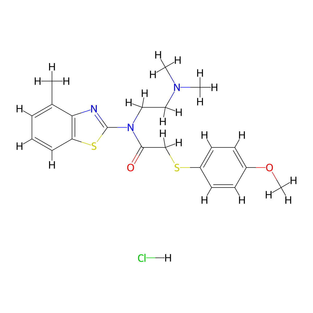 N-(2-(dimethylamino)ethyl)-2-((4-methoxyphenyl)thio)-N-(4-methylbenzo[d]thiazol-2-yl)acetamide hydrochloride molecular structure, CAS 1216967-55-3
