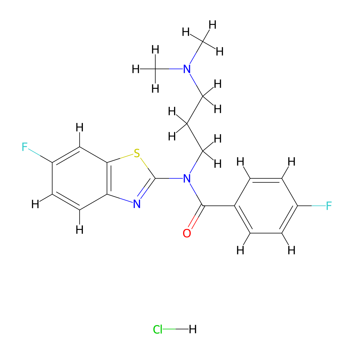 N-(3-(dimethylamino)propyl)-4-fluoro-N-(6-fluorobenzo[d]thiazol-2-yl)benzamide hydrochloride molecular structure, CAS 1216968-02-3