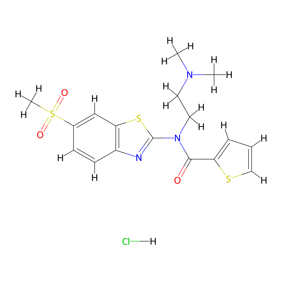 N-(2-(dimethylamino)ethyl)-N-(6-(methylsulfonyl)benzo[d]thiazol-2-yl)thiophene-2-carboxamide hydrochloride molecular structure, CAS 1216969-53-7