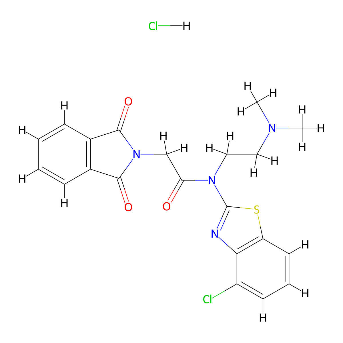 N-(4-chlorobenzo[d]thiazol-2-yl)-N-(2-(dimethylamino)ethyl)-2-(1,3-dioxoisoindolin-2-yl)acetamide hydrochloride molecular structure, CAS 1216970-54-5