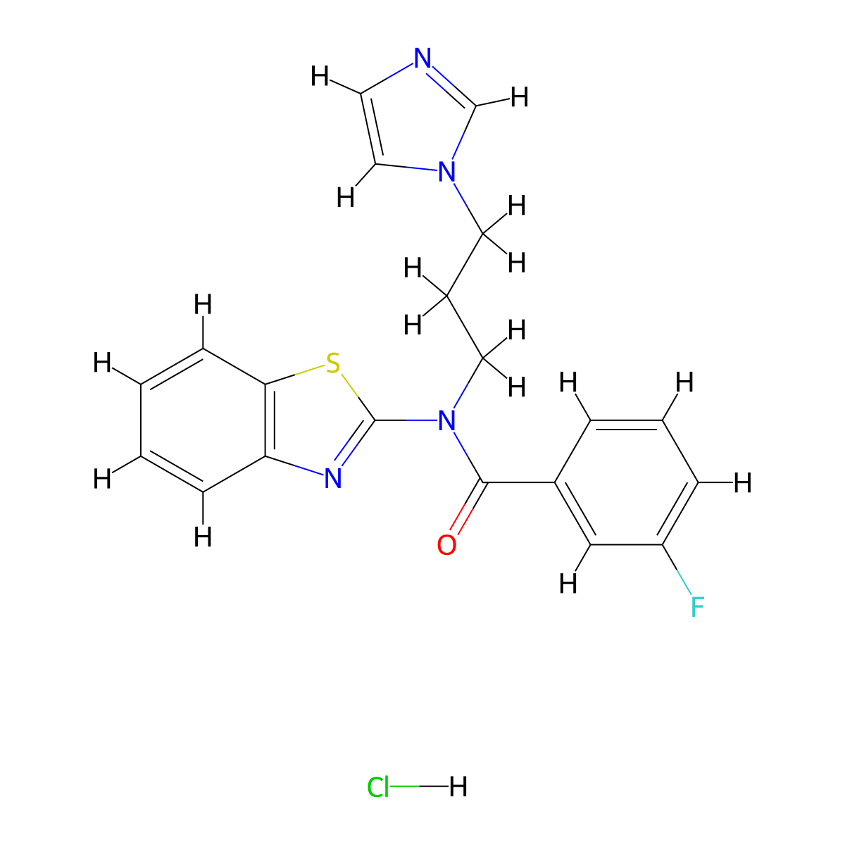N-(3-(1H-imidazol-1-yl)propyl)-N-(benzo[d]thiazol-2-yl)-3-fluorobenzamide hydrochloride molecular structure, CAS 1216971-10-6