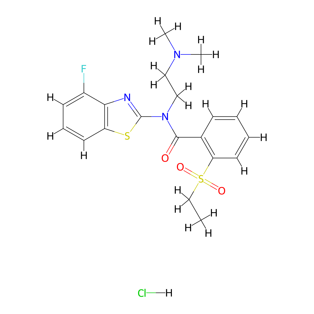 N-(2-(dimethylamino)ethyl)-2-(ethylsulfonyl)-N-(4-fluorobenzo[d]thiazol-2-yl)benzamide hydrochloride molecular structure, CAS 1216975-68-6