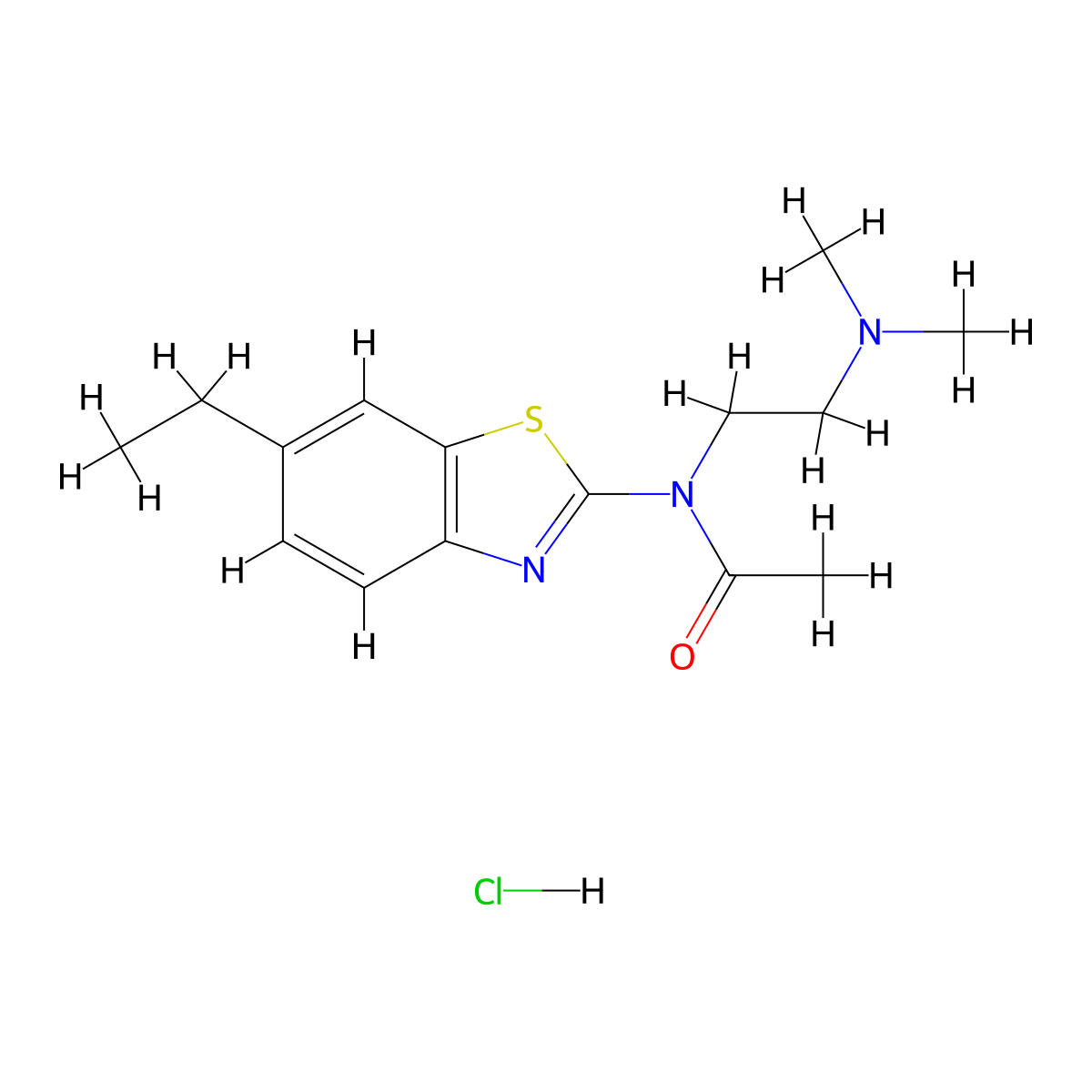 N-(2-(dimethylamino)ethyl)-N-(6-ethylbenzo[d]thiazol-2-yl)acetamide hydrochloride molecular structure, CAS 1216976-77-0