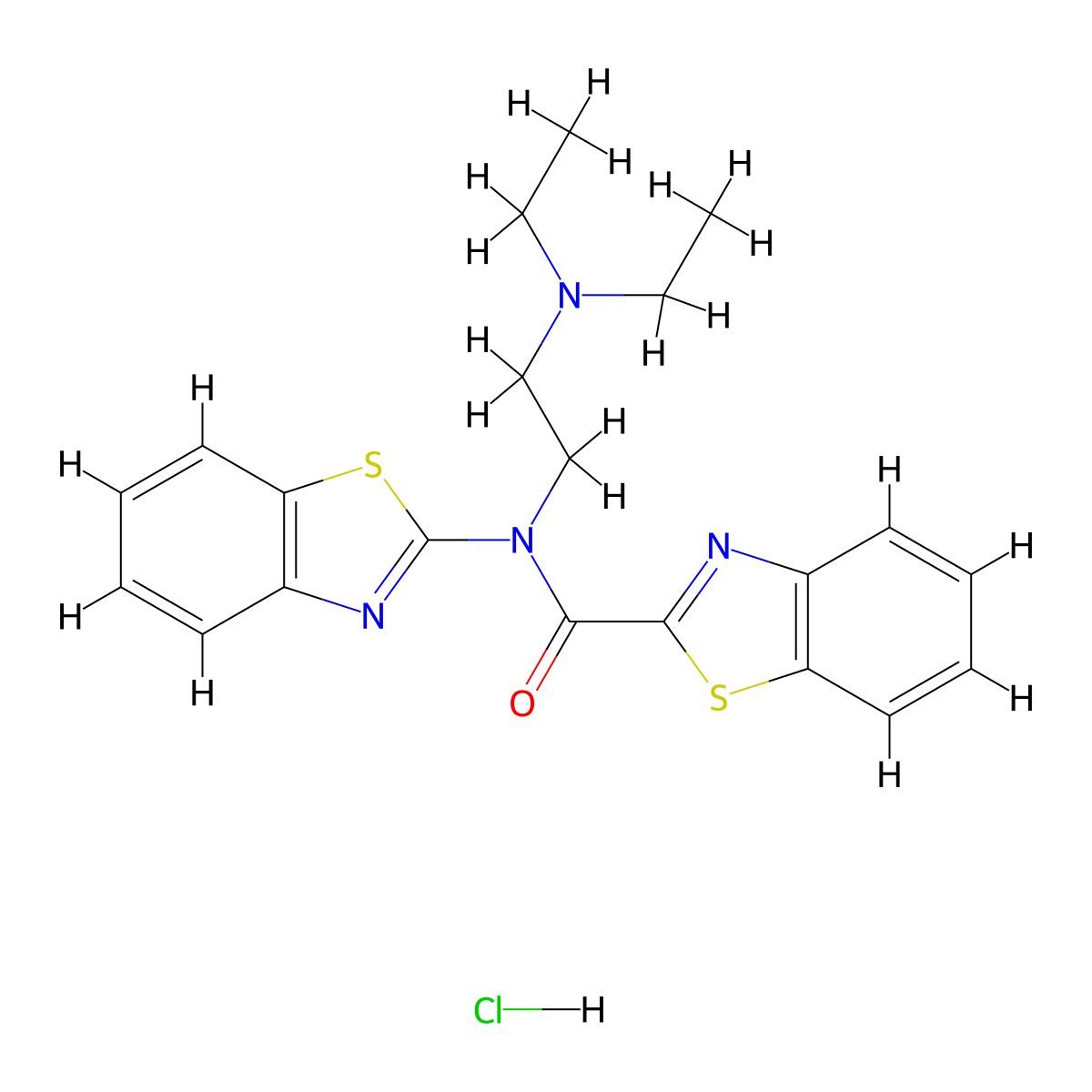 N-(benzo[d]thiazol-2-yl)-N-(2-(diethylamino)ethyl)benzo[d]thiazole-2-carboxamide hydrochloride molecular structure, CAS 1216978-31-2