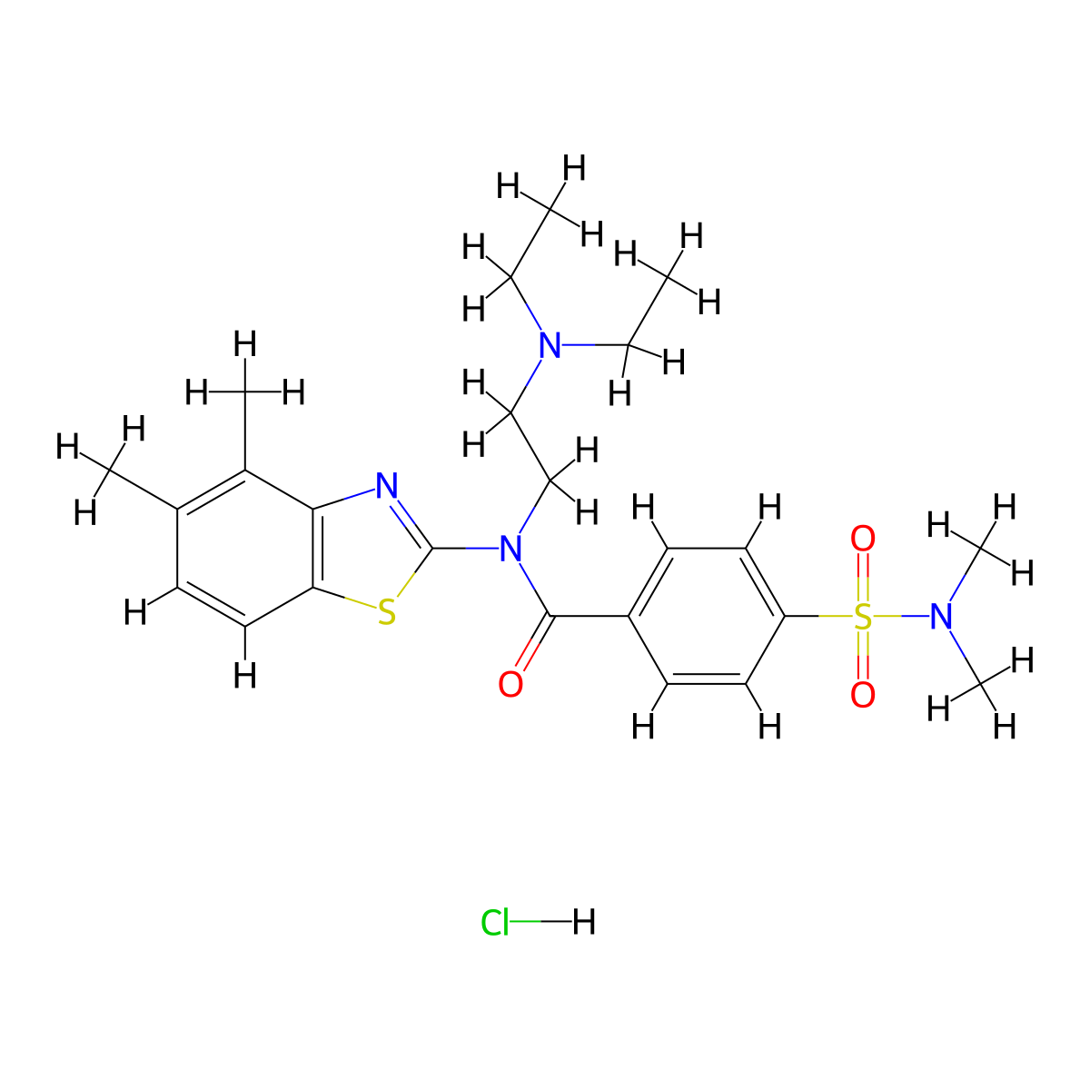 N-(2-(diethylamino)ethyl)-N-(4,5-dimethylbenzo[d]thiazol-2-yl)-4-(N,N-dimethylsulfamoyl)benzamide hydrochloride molecular structure, CAS 1216981-73-5