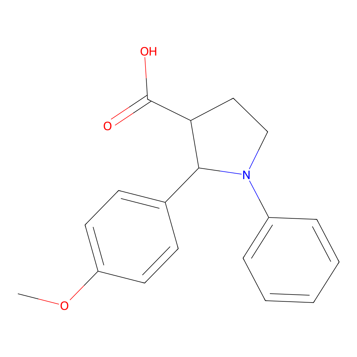 2-(4-Methoxyphenyl)-1-phenylpyrrolidine-3-carboxylic acid molecular structure, CAS 1216983-32-2