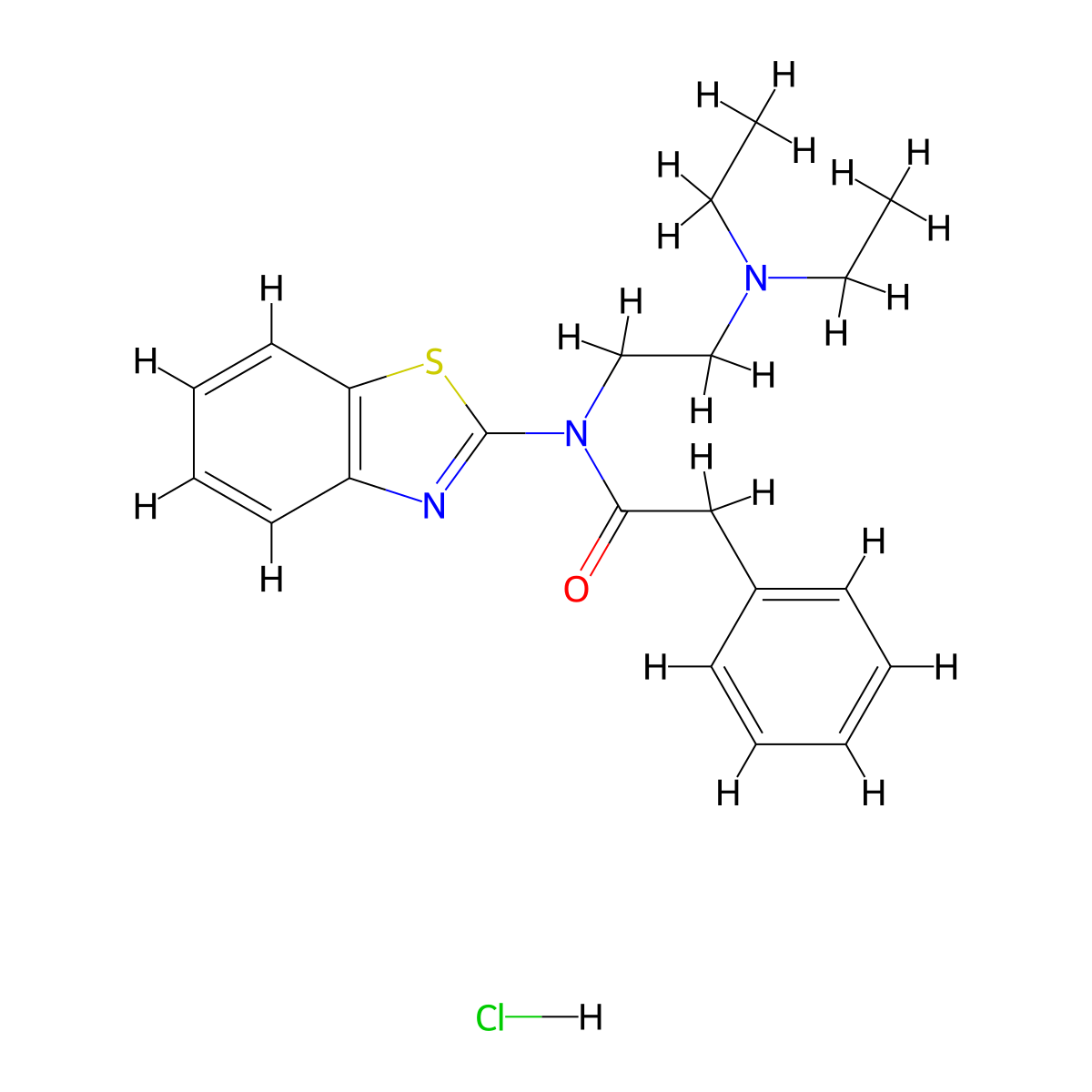 N-(benzo[d]thiazol-2-yl)-N-(2-(diethylamino)ethyl)-2-phenylacetamide hydrochloride molecular structure, CAS 1216983-54-8