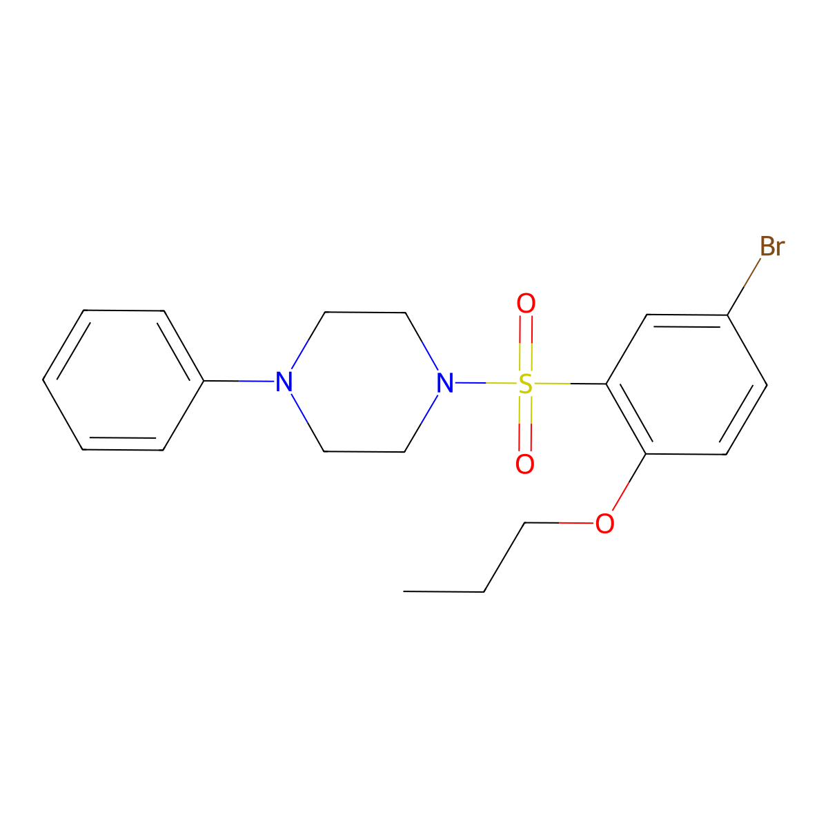 1-(5-Bromo-2-propoxybenzenesulfonyl)-4-phenylpiperazine molecular structure, CAS 1216983-86-6