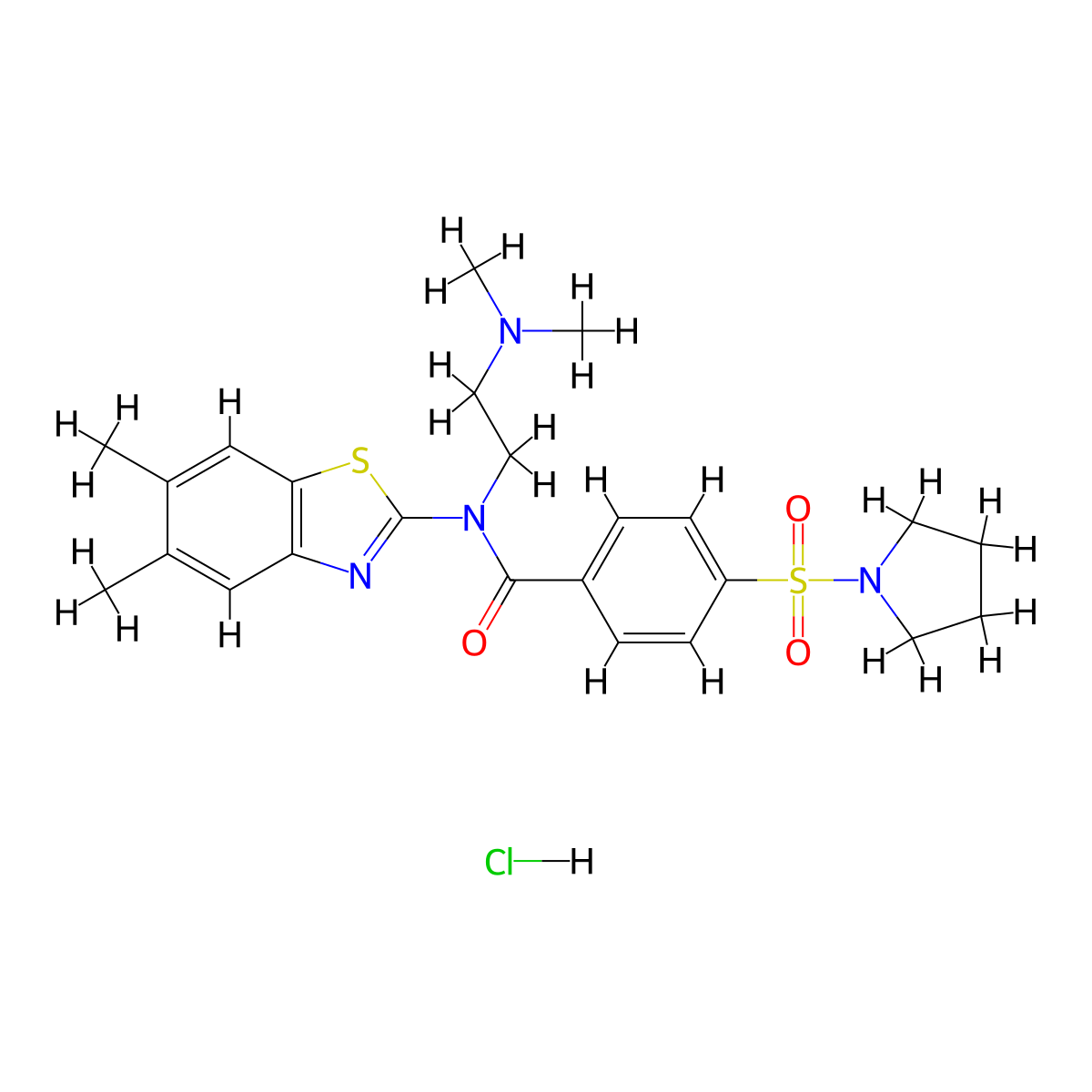 N-(5,6-Dimethyl-1,3-benzothiazol-2-YL)-N-[2-(dimethylamino)ethyl]-4-(pyrrolidine-1-sulfonyl)benzamide hydrochloride molecular structure, CAS 1216985-09-9