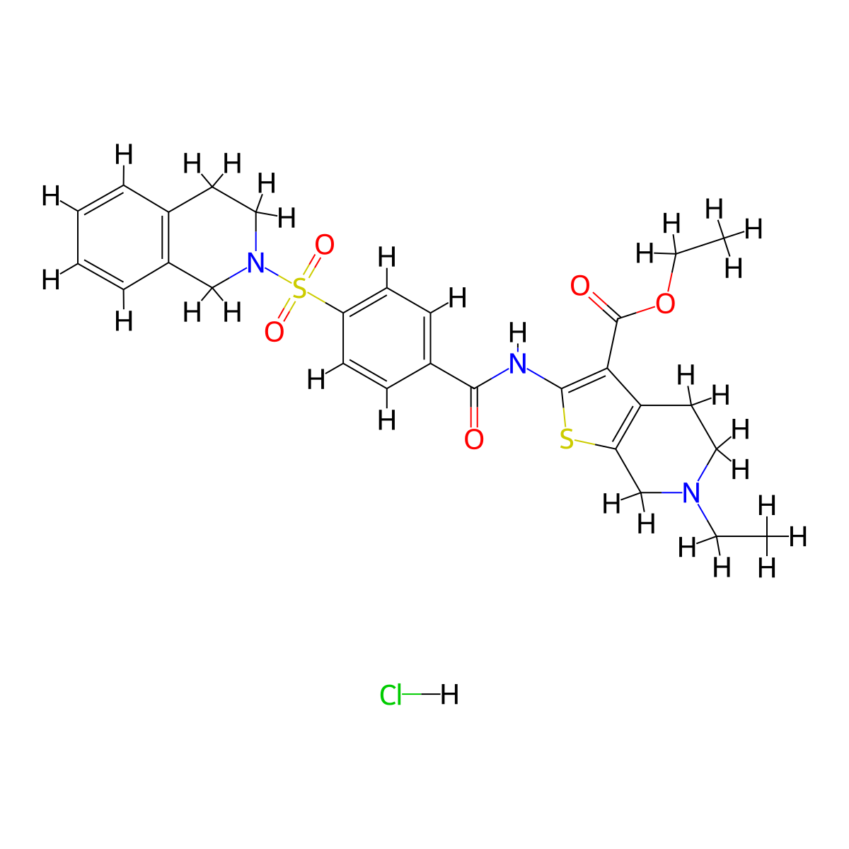 ethyl 2-(4-((3,4-dihydroisoquinolin-2(1H)-yl)sulfonyl)benzamido)-6-ethyl-4,5,6,7-tetrahydrothieno[2,3-c]pyridine-3-carboxylate hydrochloride molecular structure, CAS 1216988-52-1