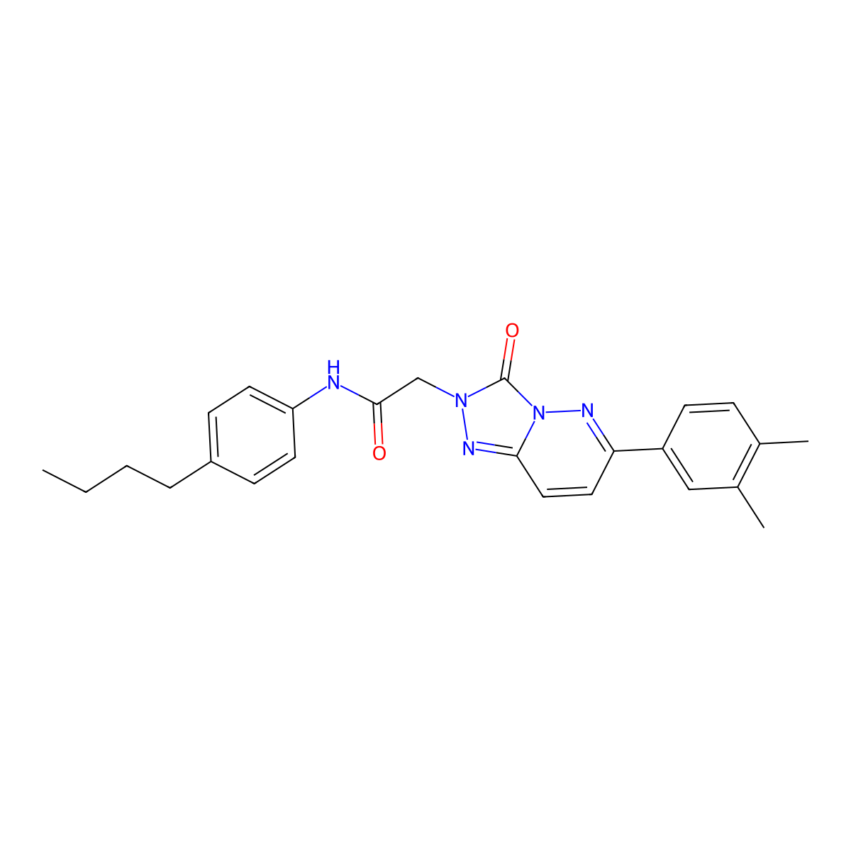 N-(4-butylphenyl)-2-[6-(3,4-dimethylphenyl)-3-oxo-2H,3H-[1,2,4]triazolo[4,3-b]pyridazin-2-yl]acetamide molecular structure, CAS 1216990-78-1