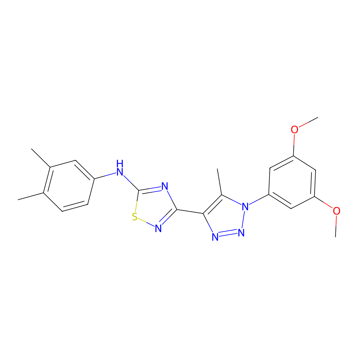 3-[1-(3,5-dimethoxyphenyl)-5-methyl-1H-1,2,3-triazol-4-yl]-N-(3,4-dimethylphenyl)-1,2,4-thiadiazol-5-amine molecular structure, CAS 1216991-83-1