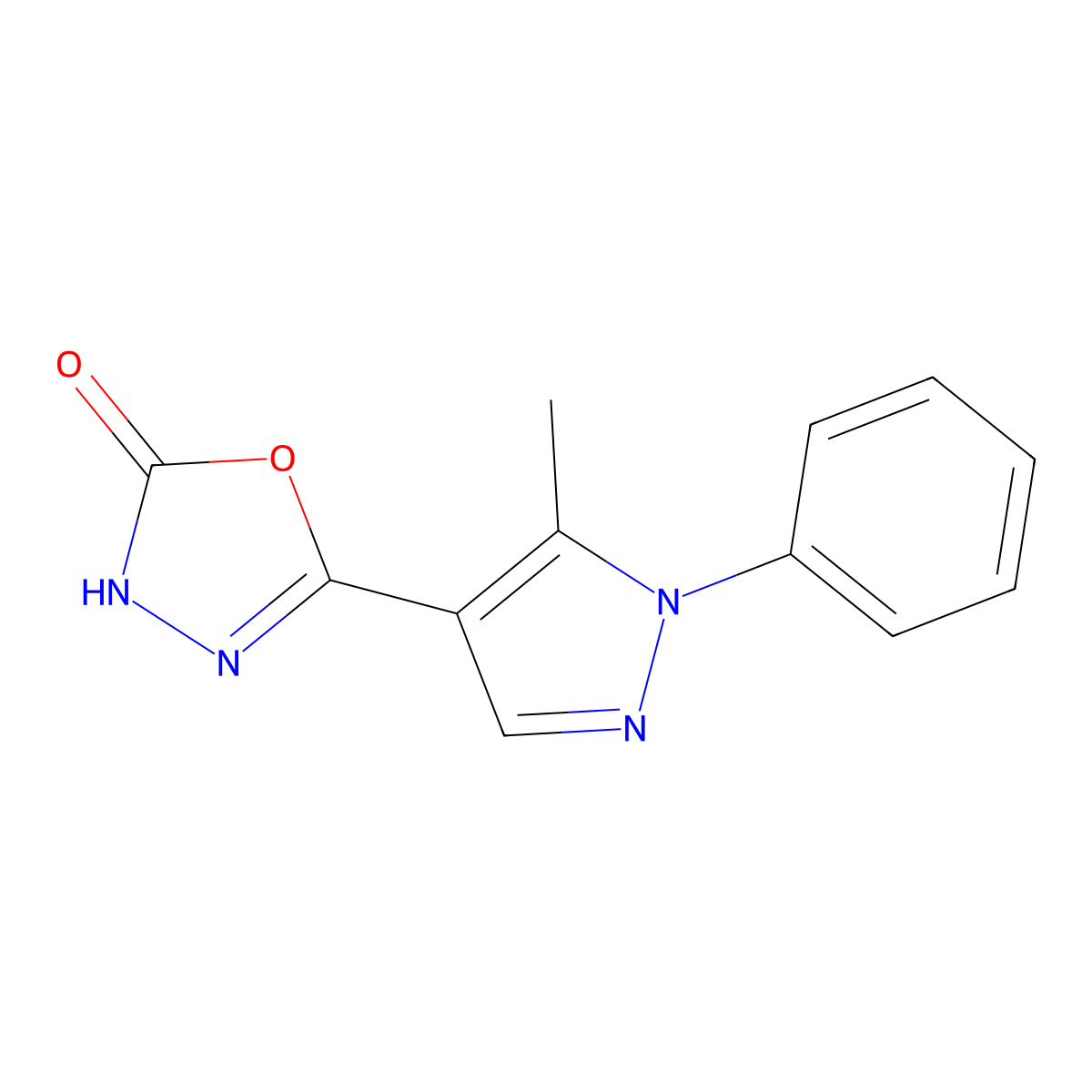 5-(5-Methyl-1-phenyl-1H-pyrazol-4-yl)-1,3,4-oxadiazol-2(3H)-one molecular structure, CAS 1216993-02-0