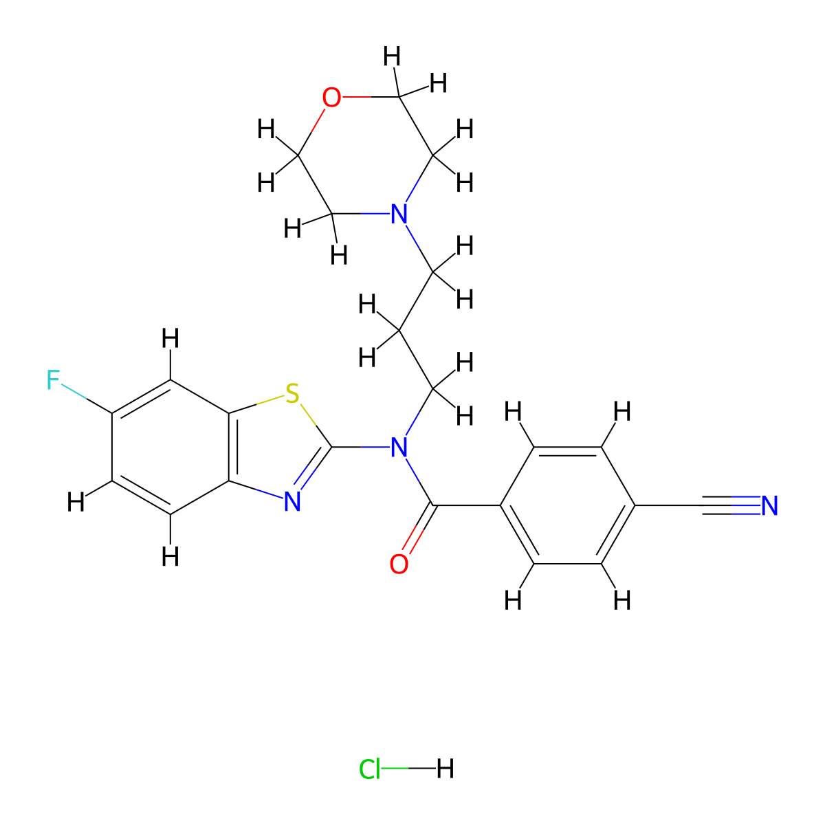 4-cyano-N-(6-fluorobenzo[d]thiazol-2-yl)-N-(3-morpholinopropyl)benzamide hydrochloride molecular structure, CAS 1216993-29-1