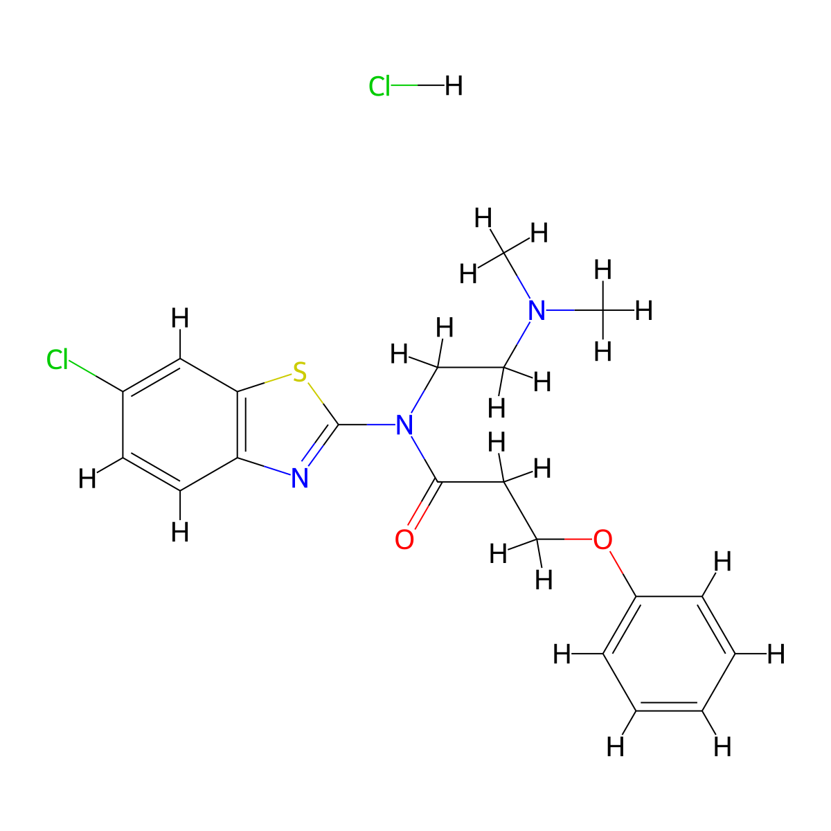 N-(6-chlorobenzo[d]thiazol-2-yl)-N-(2-(dimethylamino)ethyl)-3-phenoxypropanamide hydrochloride molecular structure, CAS 1216993-54-2
