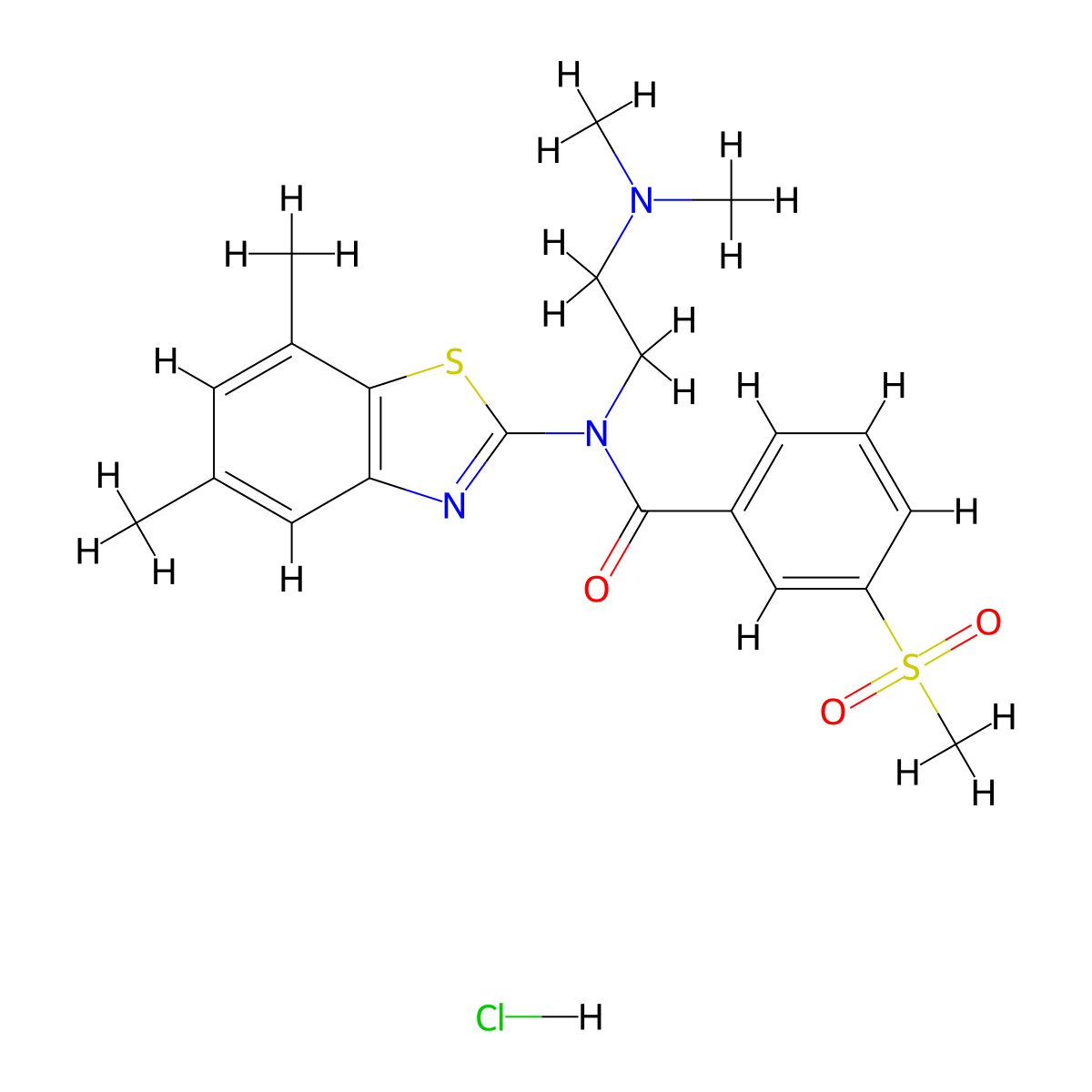 N-(2-(dimethylamino)ethyl)-N-(5,7-dimethylbenzo[d]thiazol-2-yl)-3-(methylsulfonyl)benzamide hydrochloride molecular structure, CAS 1216995-15-1