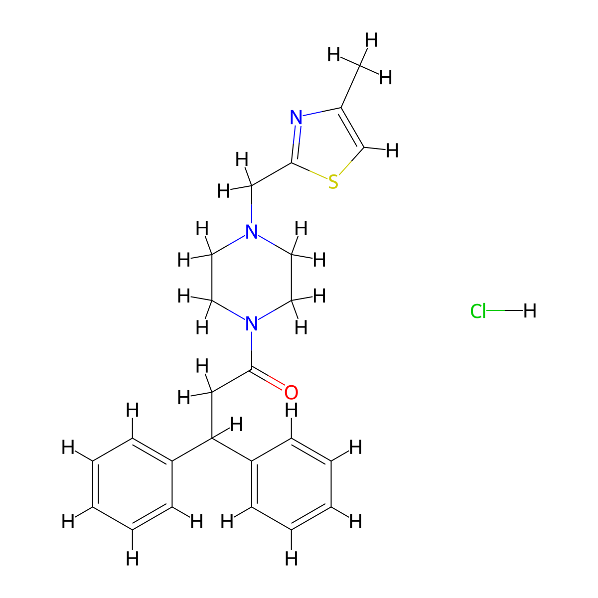 1-(4-((4-Methylthiazol-2-yl)methyl)piperazin-1-yl)-3,3-diphenylpropan-1-one hydrochloride molecular structure, CAS 1216995-88-8