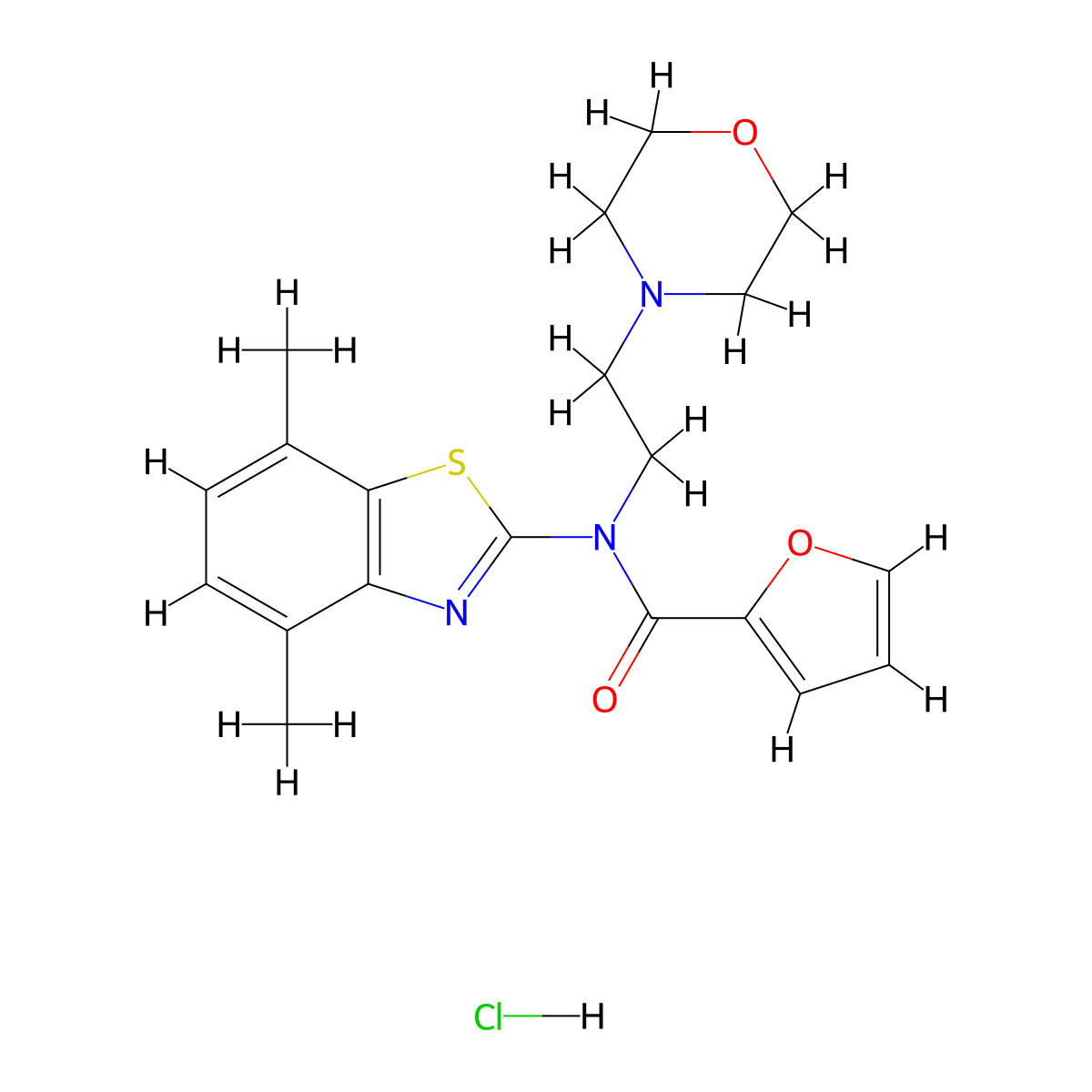 N-(4,7-dimethylbenzo[d]thiazol-2-yl)-N-(2-morpholinoethyl)furan-2-carboxamide hydrochloride molecular structure, CAS 1216996-04-1
