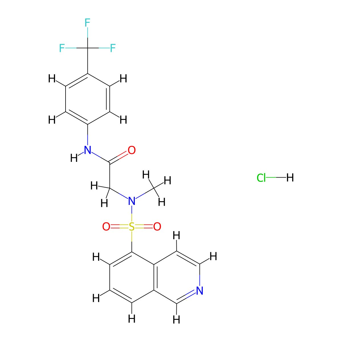 2-(N-Methylisoquinoline-5-sulfonamido)-N-[4-(trifluoromethyl)phenyl]acetamide hydrochloride molecular structure, CAS 1216998-53-6