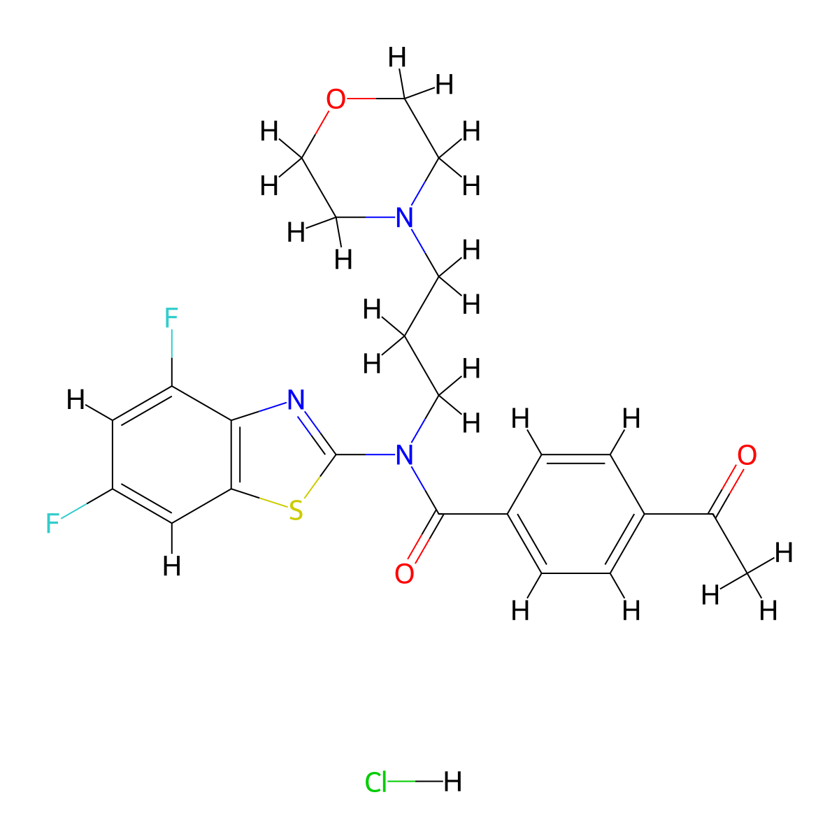 4-acetyl-N-(4,6-difluorobenzo[d]thiazol-2-yl)-N-(3-morpholinopropyl)benzamide hydrochloride molecular structure, CAS 1216999-62-0