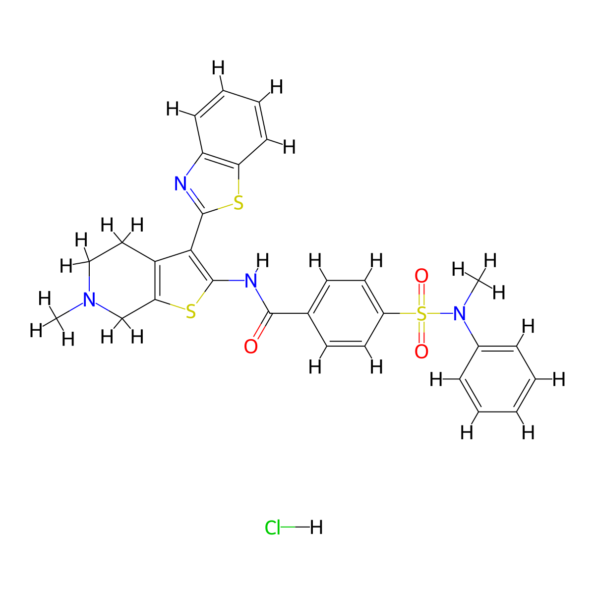 N-(3-(benzo[d]thiazol-2-yl)-6-methyl-4,5,6,7-tetrahydrothieno[2,3-c]pyridin-2-yl)-4-(N-methyl-N-phenylsulfamoyl)benzamide hydrochloride molecular structure, CAS 1216999-74-4
